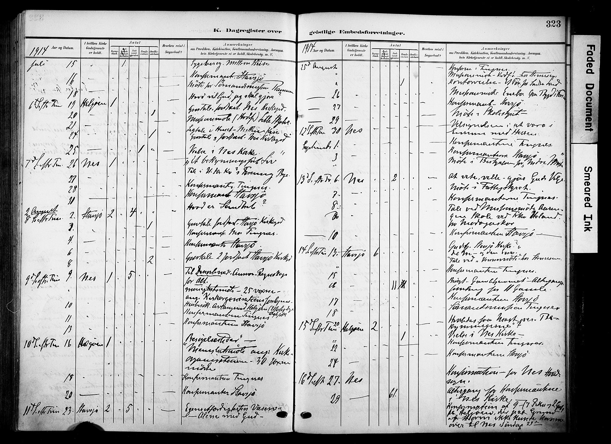 Nes prestekontor, Hedmark, AV/SAH-PREST-020/K/Ka/L0014: Ministerialbok nr. 14, 1906-1929, s. 323