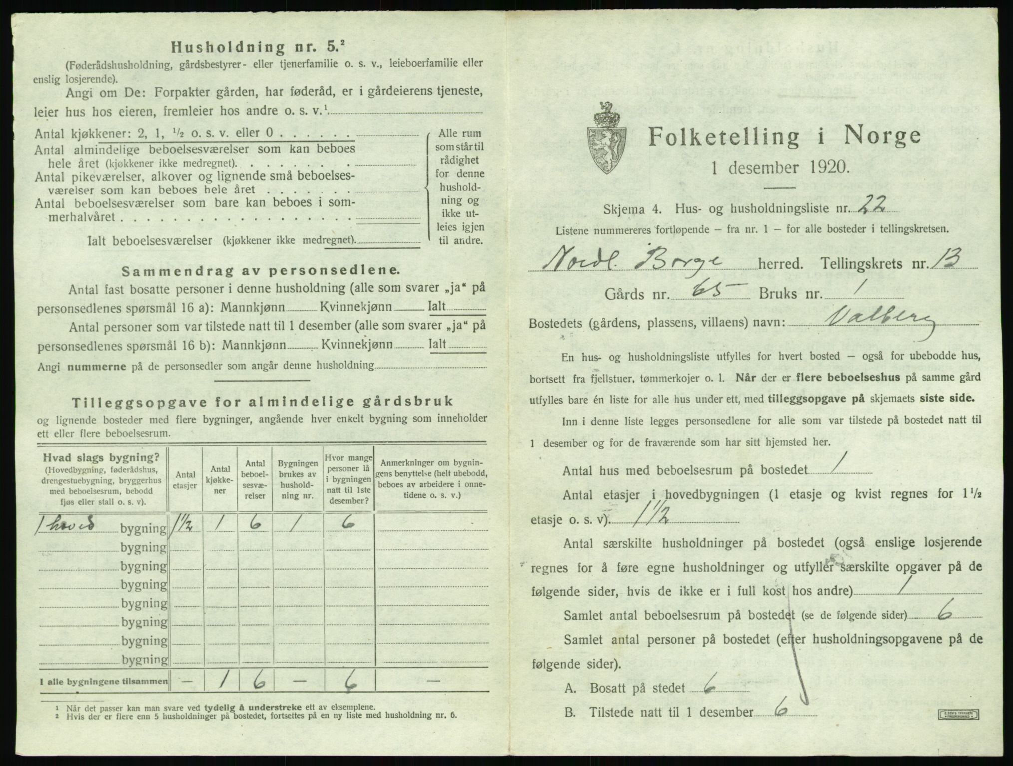 SAT, Folketelling 1920 for 1862 Borge herred, 1920, s. 1461