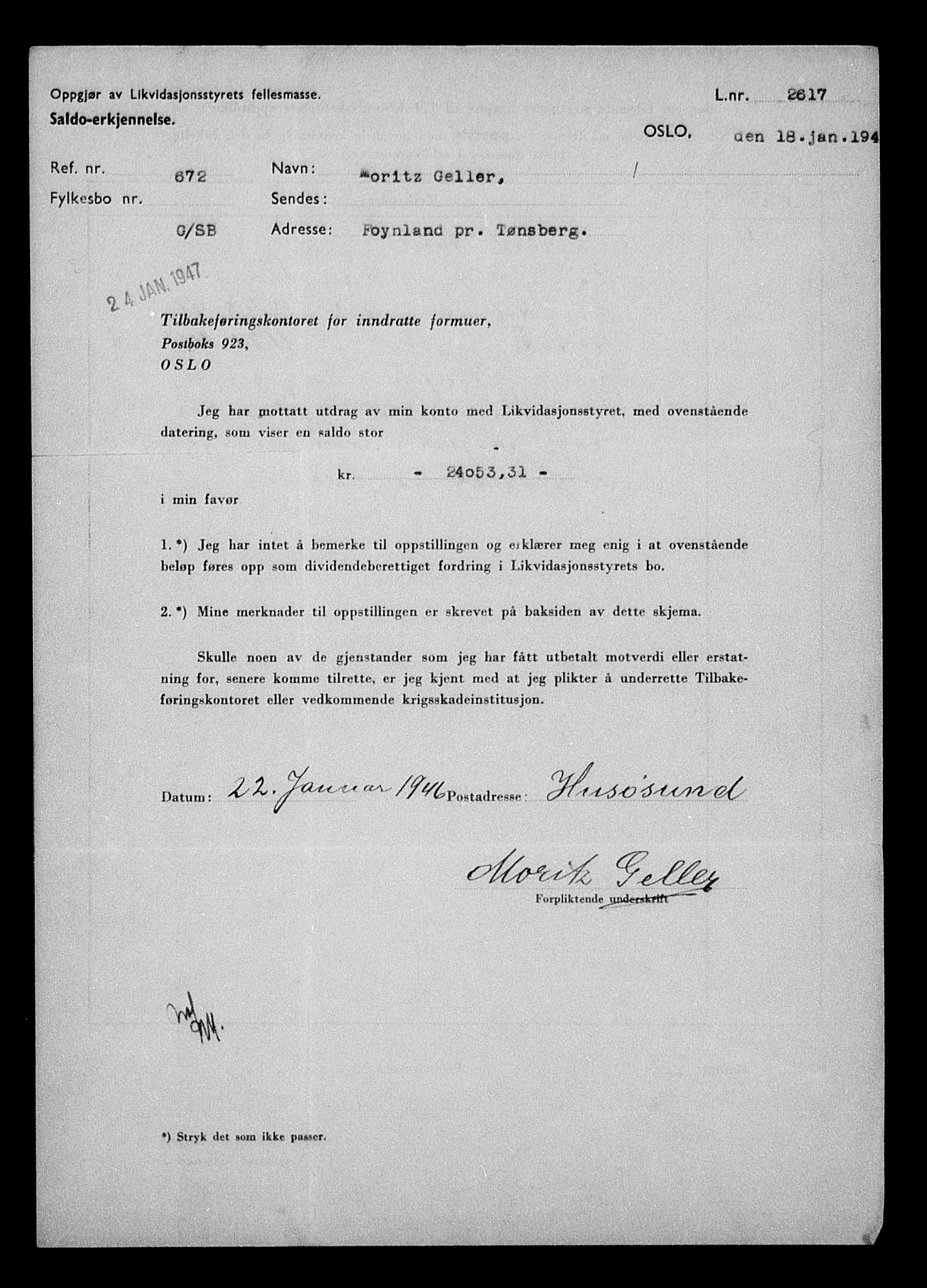 Justisdepartementet, Tilbakeføringskontoret for inndratte formuer, AV/RA-S-1564/H/Hc/Hcd/L0995: --, 1945-1947, s. 469
