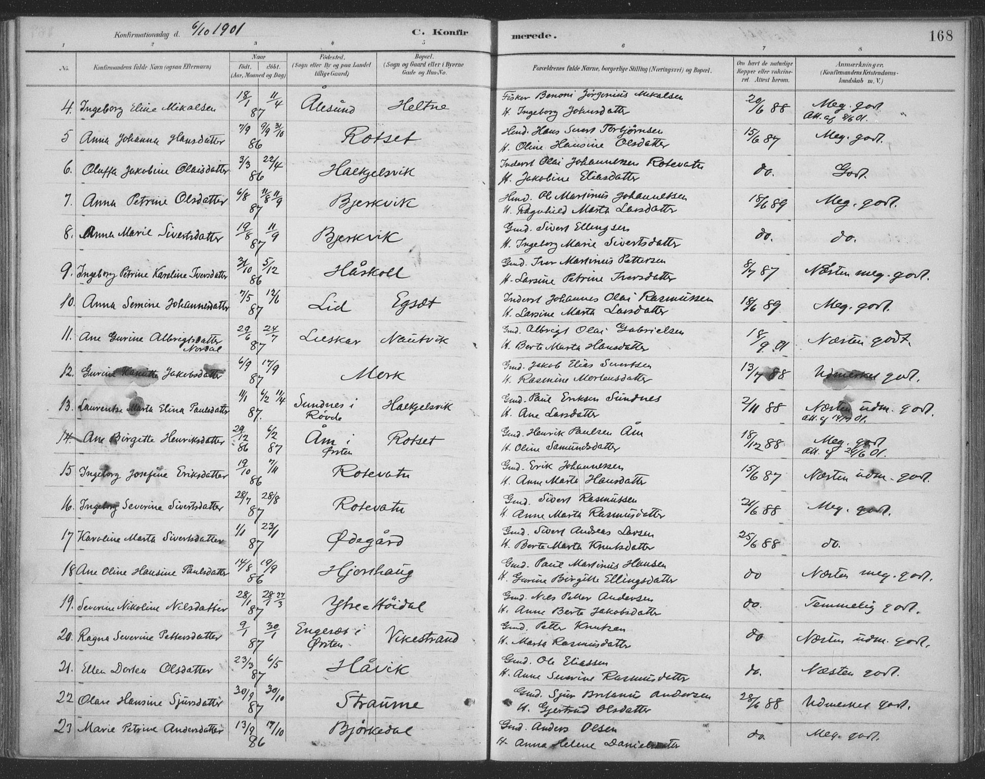 Ministerialprotokoller, klokkerbøker og fødselsregistre - Møre og Romsdal, AV/SAT-A-1454/511/L0142: Ministerialbok nr. 511A09, 1891-1905, s. 168