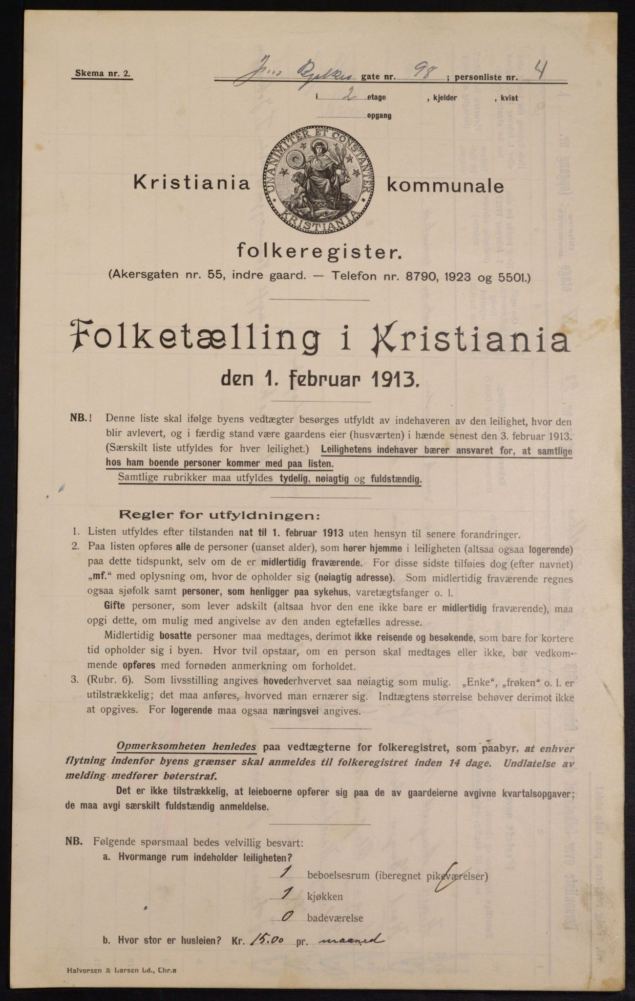 OBA, Kommunal folketelling 1.2.1913 for Kristiania, 1913, s. 46550
