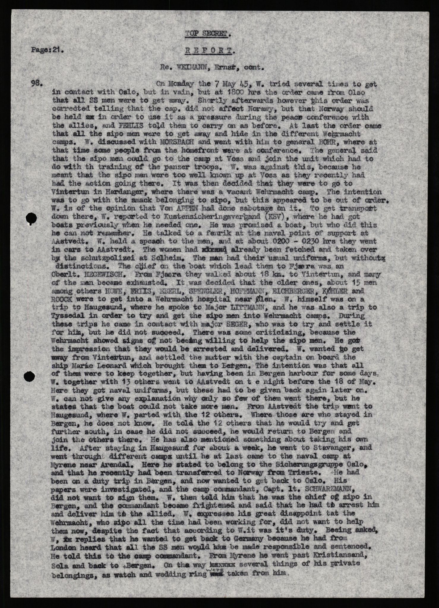 Forsvaret, Forsvarets overkommando II, RA/RAFA-3915/D/Db/L0035: CI Questionaires. Tyske okkupasjonsstyrker i Norge. Tyskere., 1945-1946, s. 186