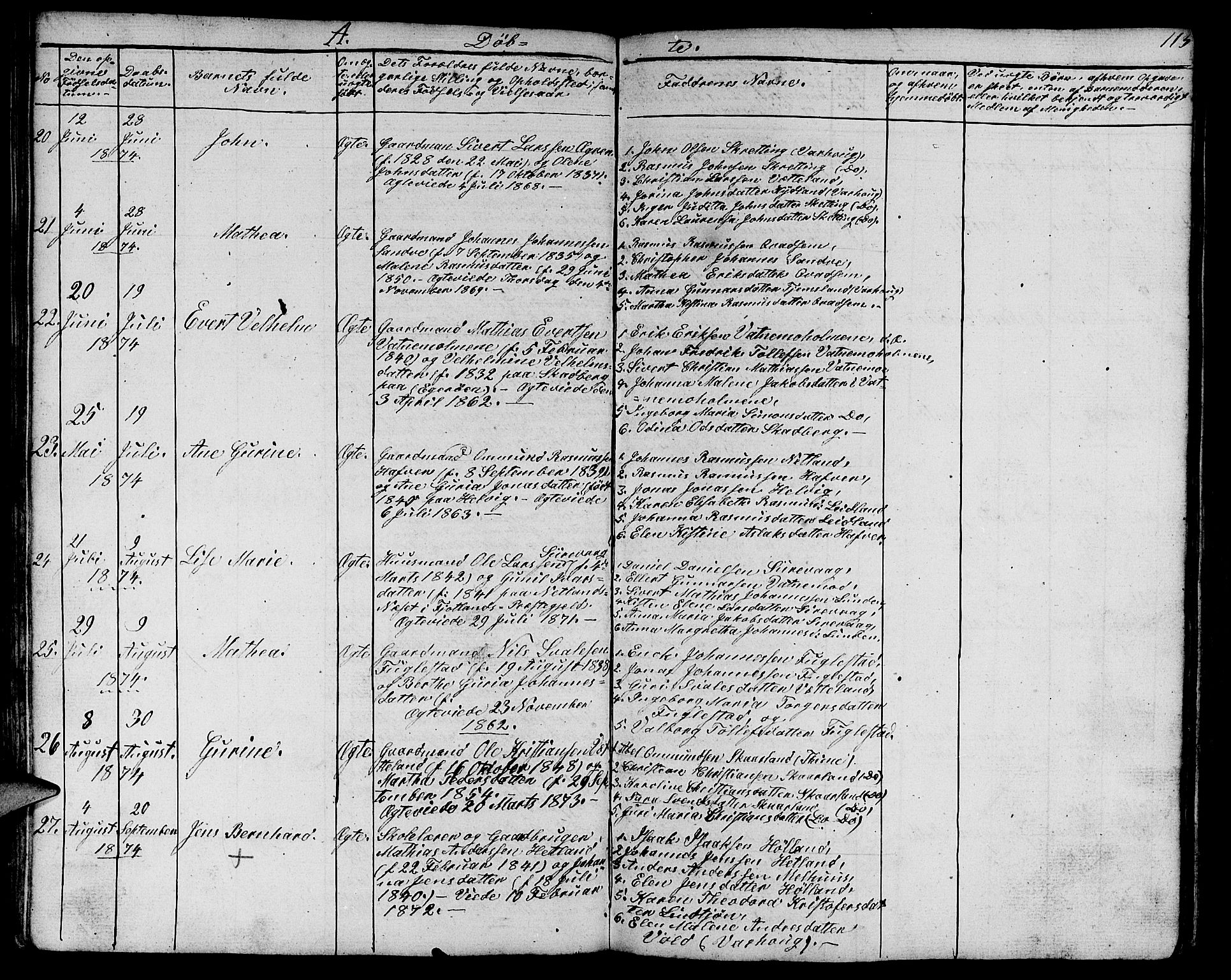 Eigersund sokneprestkontor, AV/SAST-A-101807/S09/L0003: Klokkerbok nr. B 3, 1846-1875, s. 113