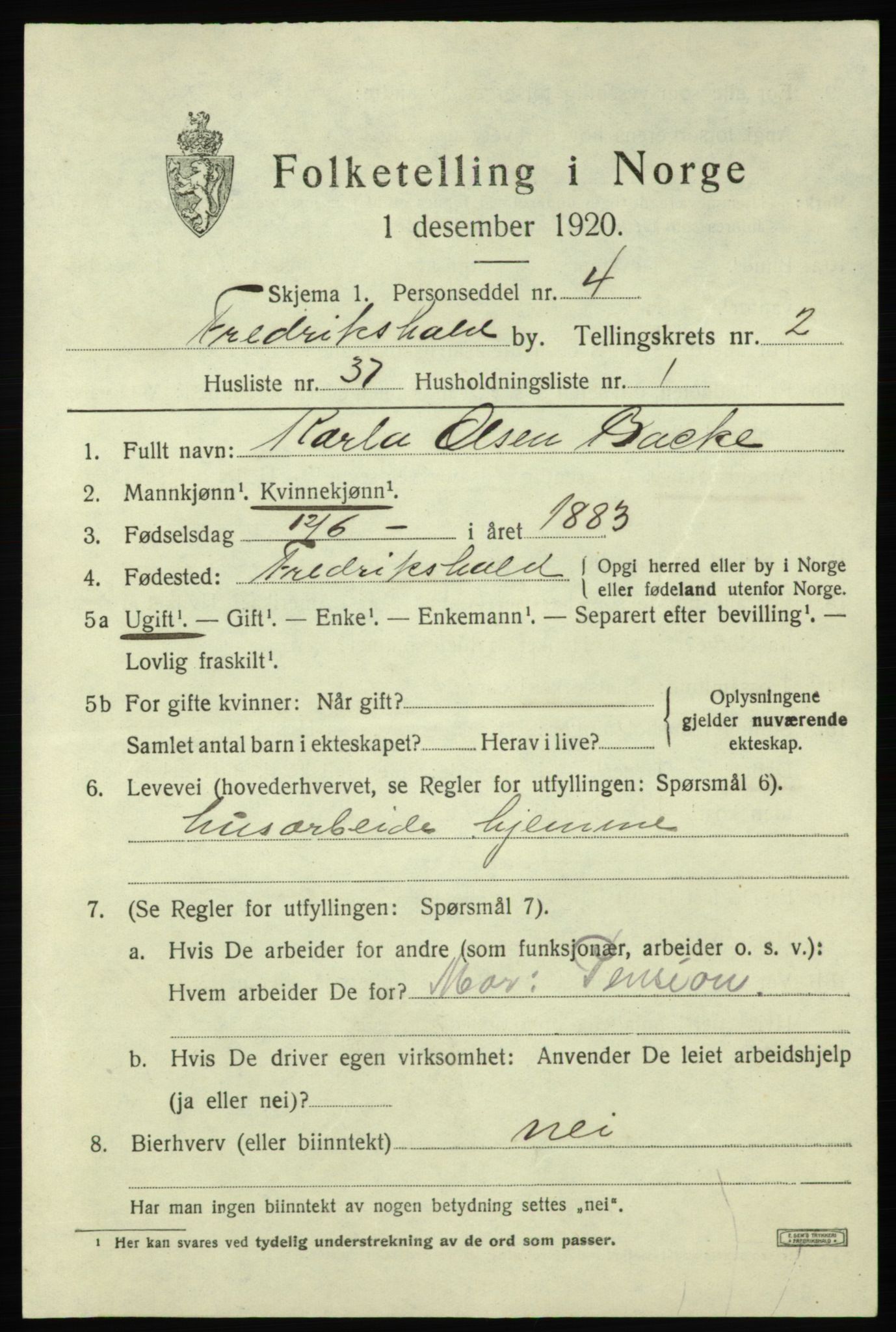 SAO, Folketelling 1920 for 0101 Fredrikshald kjøpstad, 1920, s. 10231