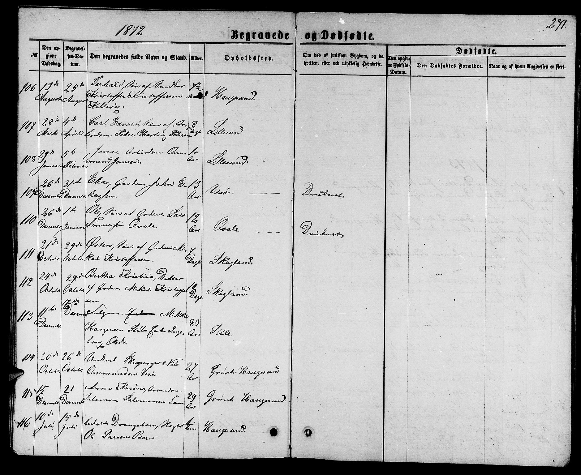 Torvastad sokneprestkontor, AV/SAST-A -101857/H/Ha/Hab/L0007: Klokkerbok nr. B 7, 1866-1873, s. 271