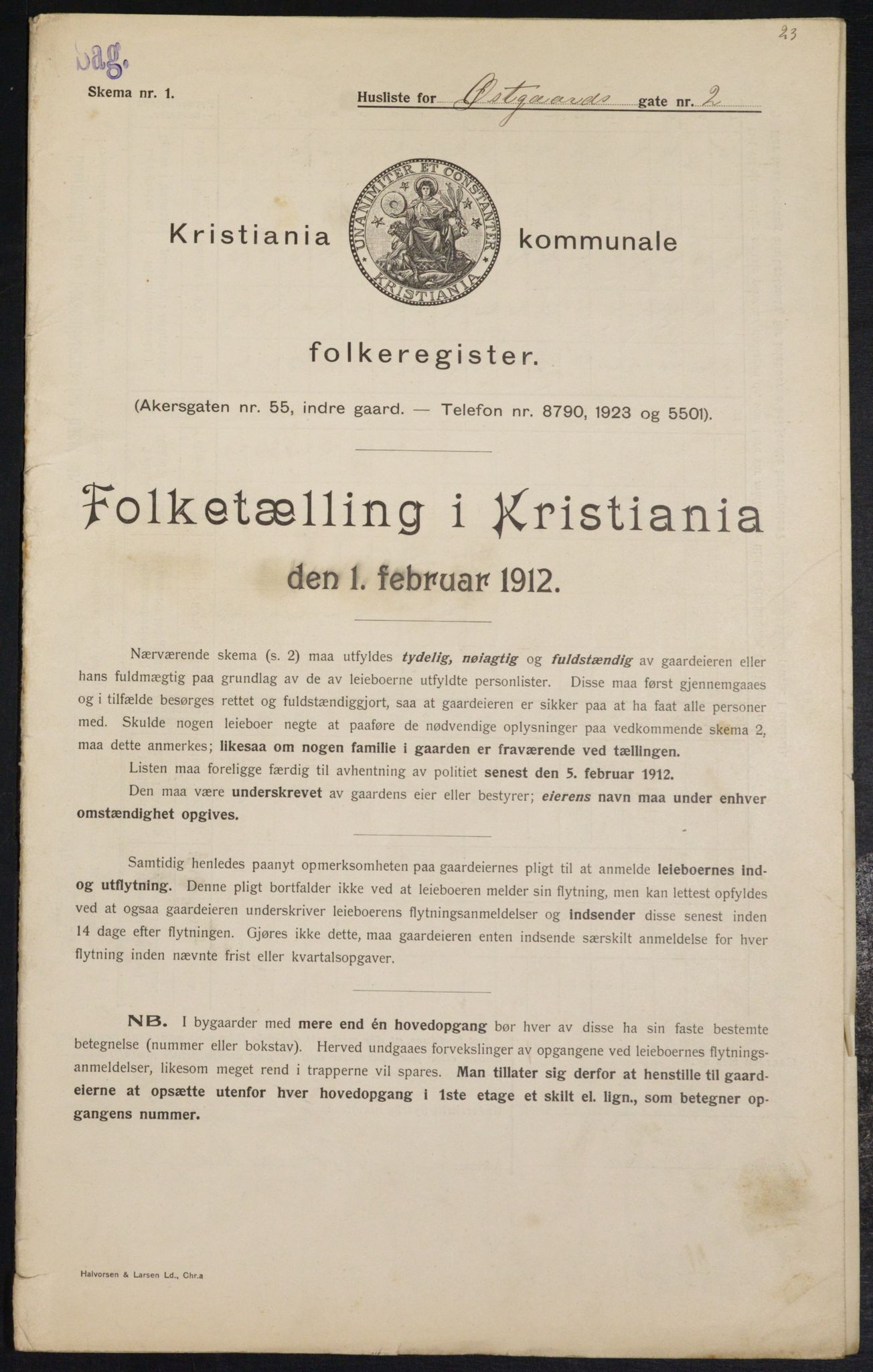 OBA, Kommunal folketelling 1.2.1912 for Kristiania, 1912, s. 129059