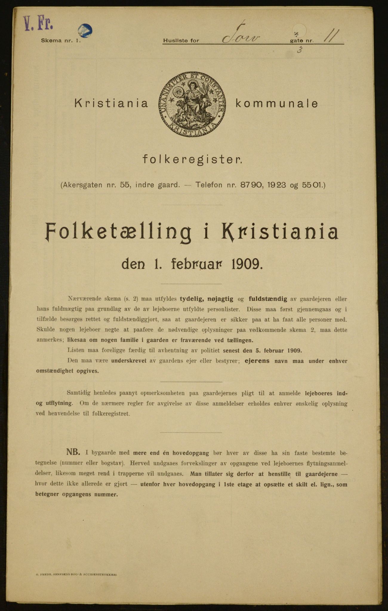 OBA, Kommunal folketelling 1.2.1909 for Kristiania kjøpstad, 1909, s. 103372