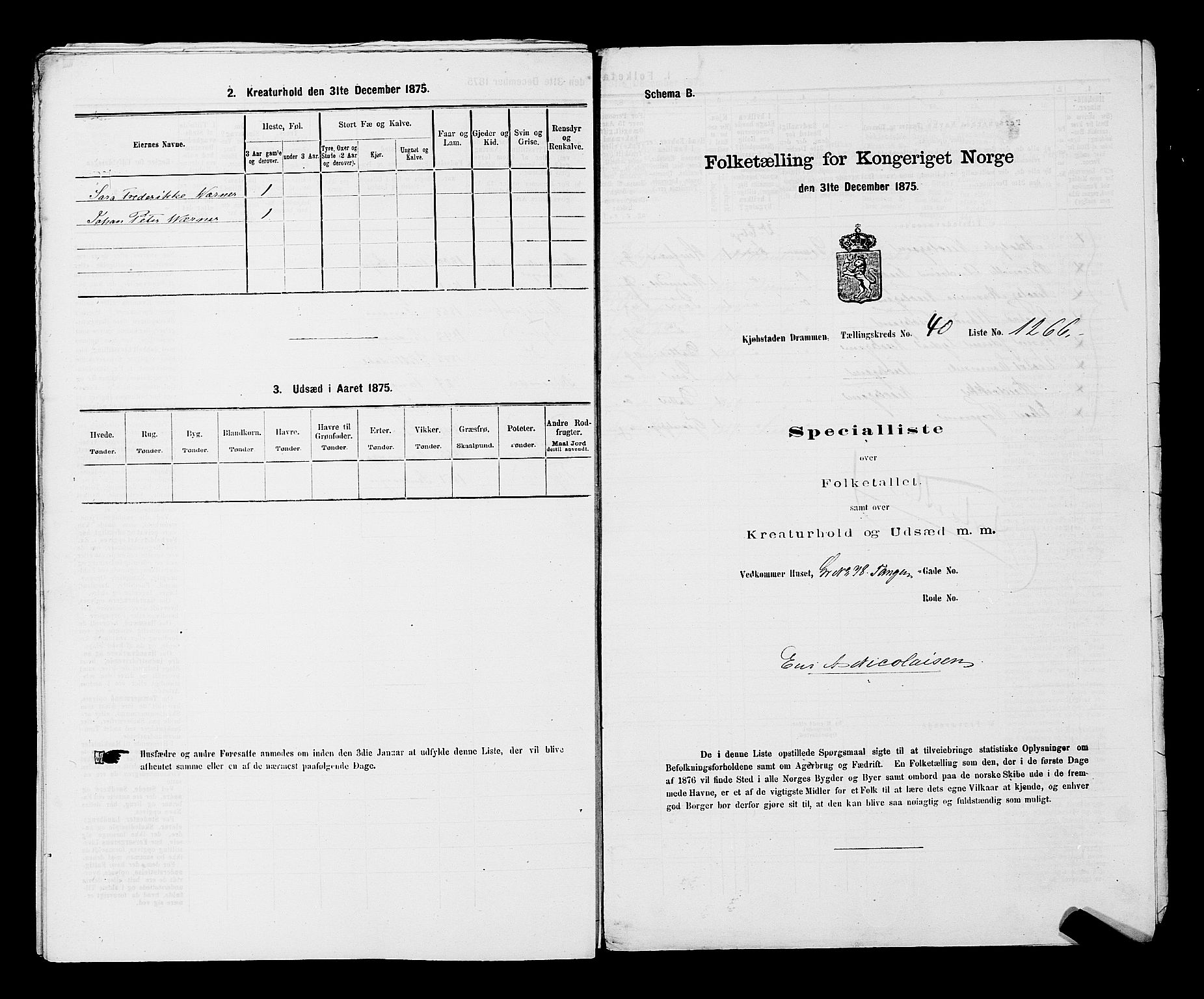 SAKO, Folketelling 1875 for 0602 Drammen kjøpstad, 1875, s. 3464