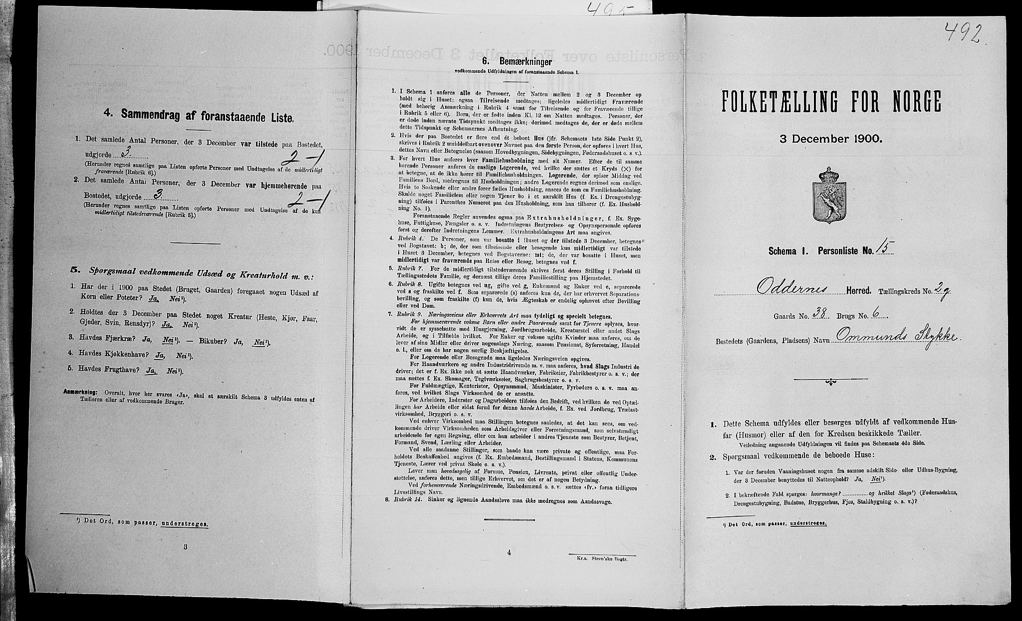 SAK, Folketelling 1900 for 1012 Oddernes herred, 1900, s. 534