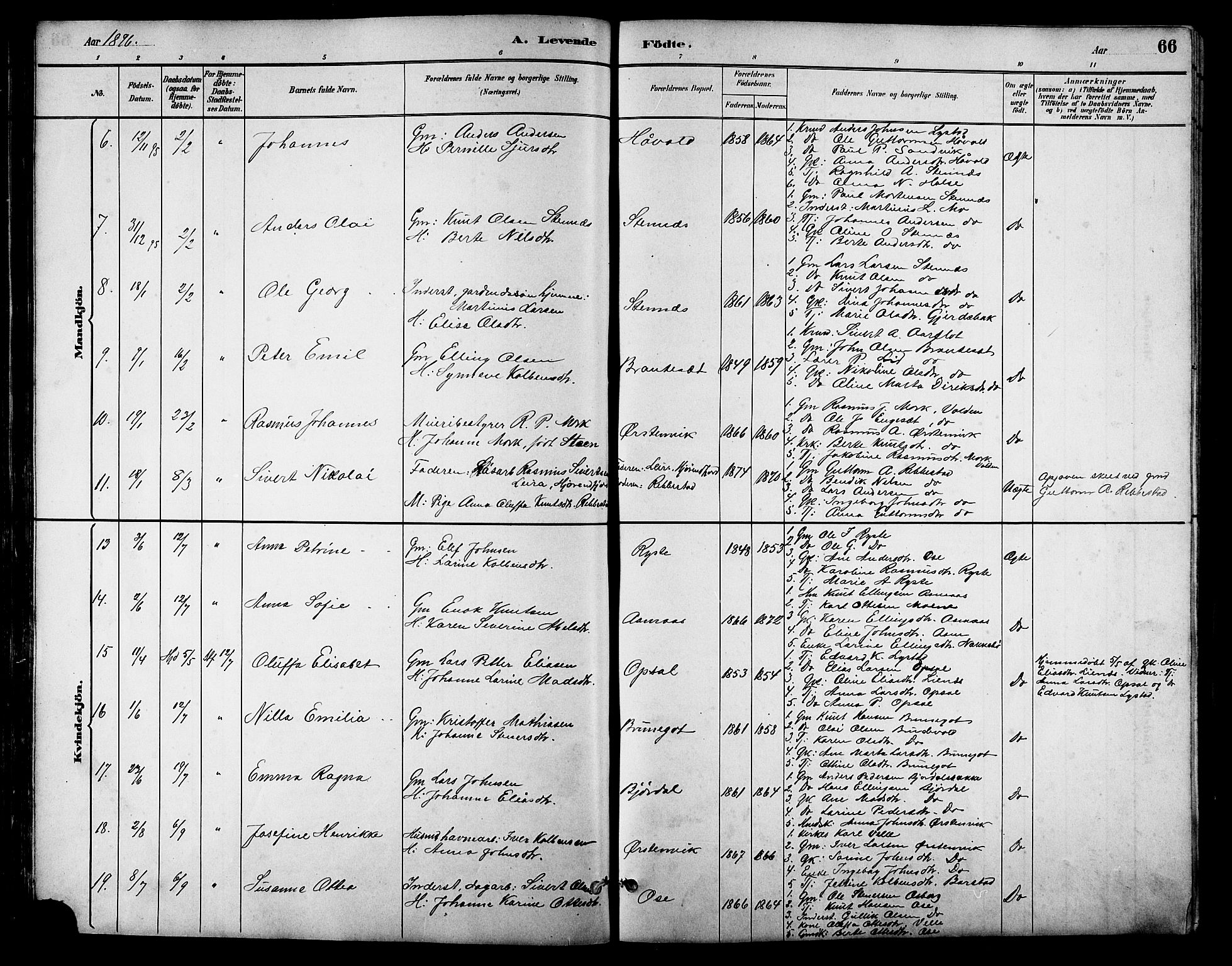 Ministerialprotokoller, klokkerbøker og fødselsregistre - Møre og Romsdal, AV/SAT-A-1454/513/L0189: Klokkerbok nr. 513C03, 1883-1904, s. 66