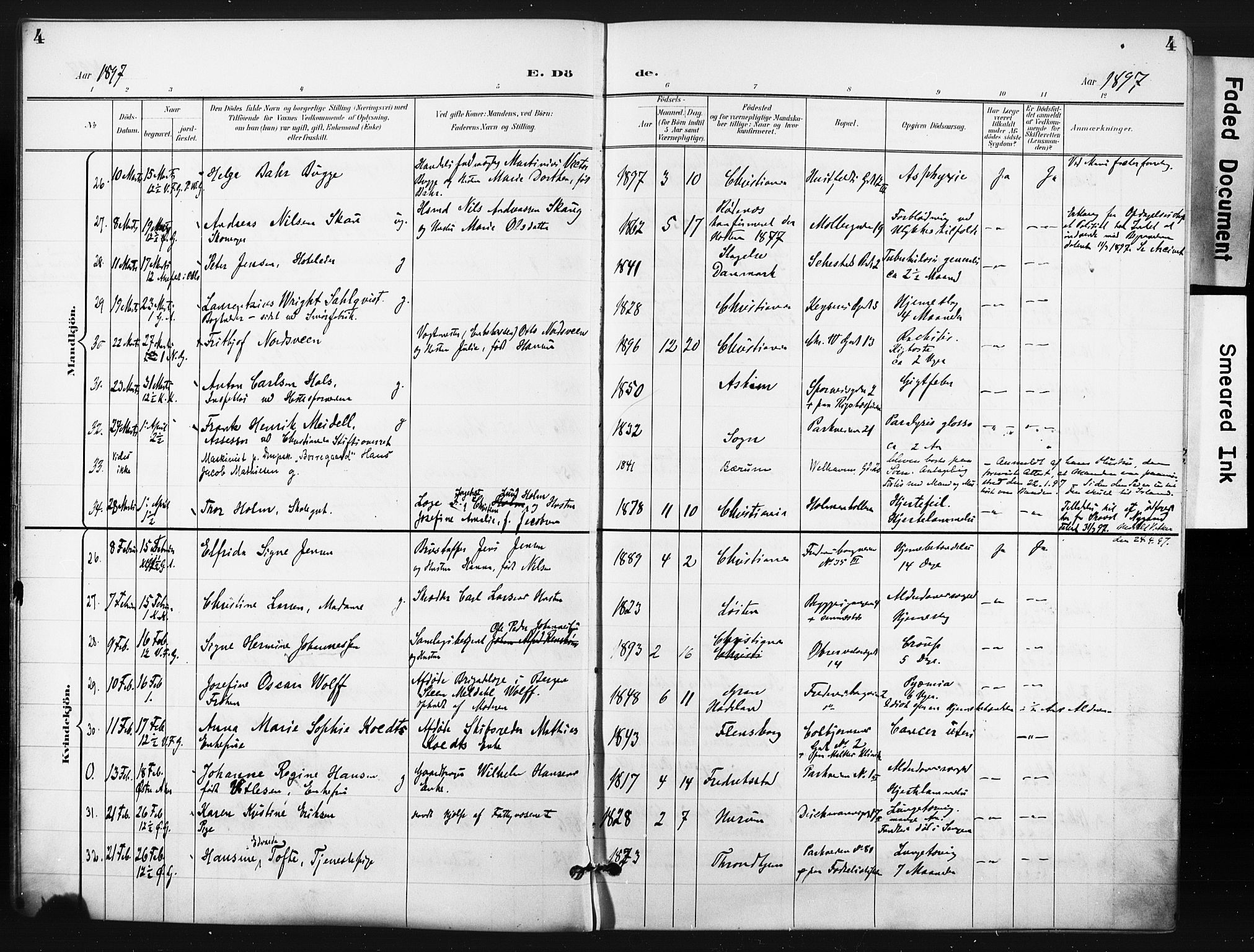 Trefoldighet prestekontor Kirkebøker, AV/SAO-A-10882/F/Fd/L0004: Ministerialbok nr. IV 4, 1897-1912, s. 4