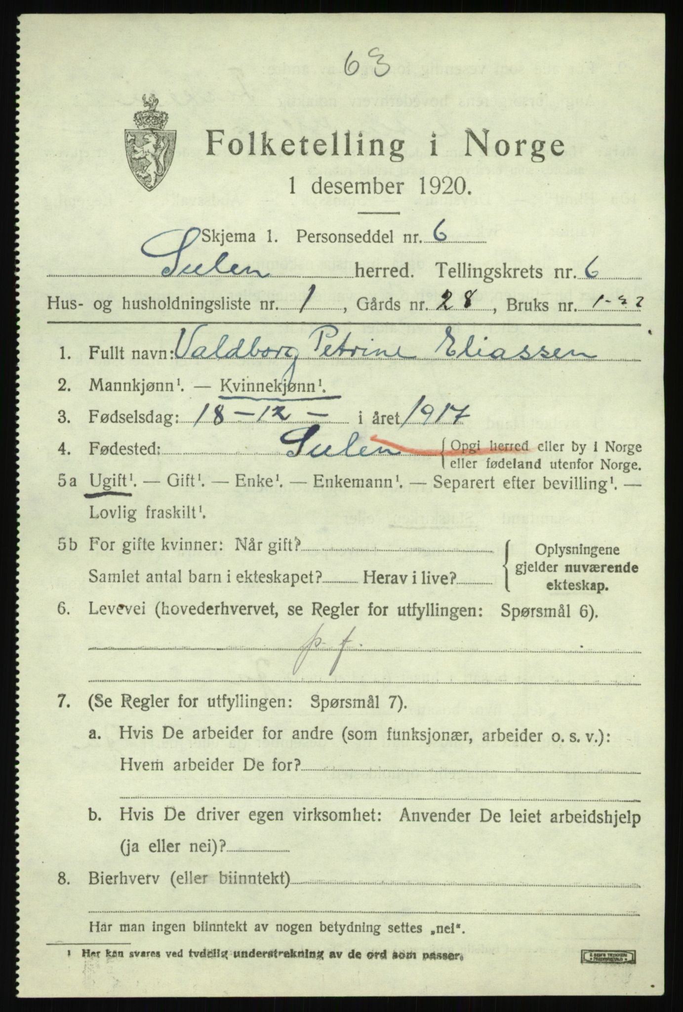 SAB, Folketelling 1920 for 1412 Solund herred, 1920, s. 2446