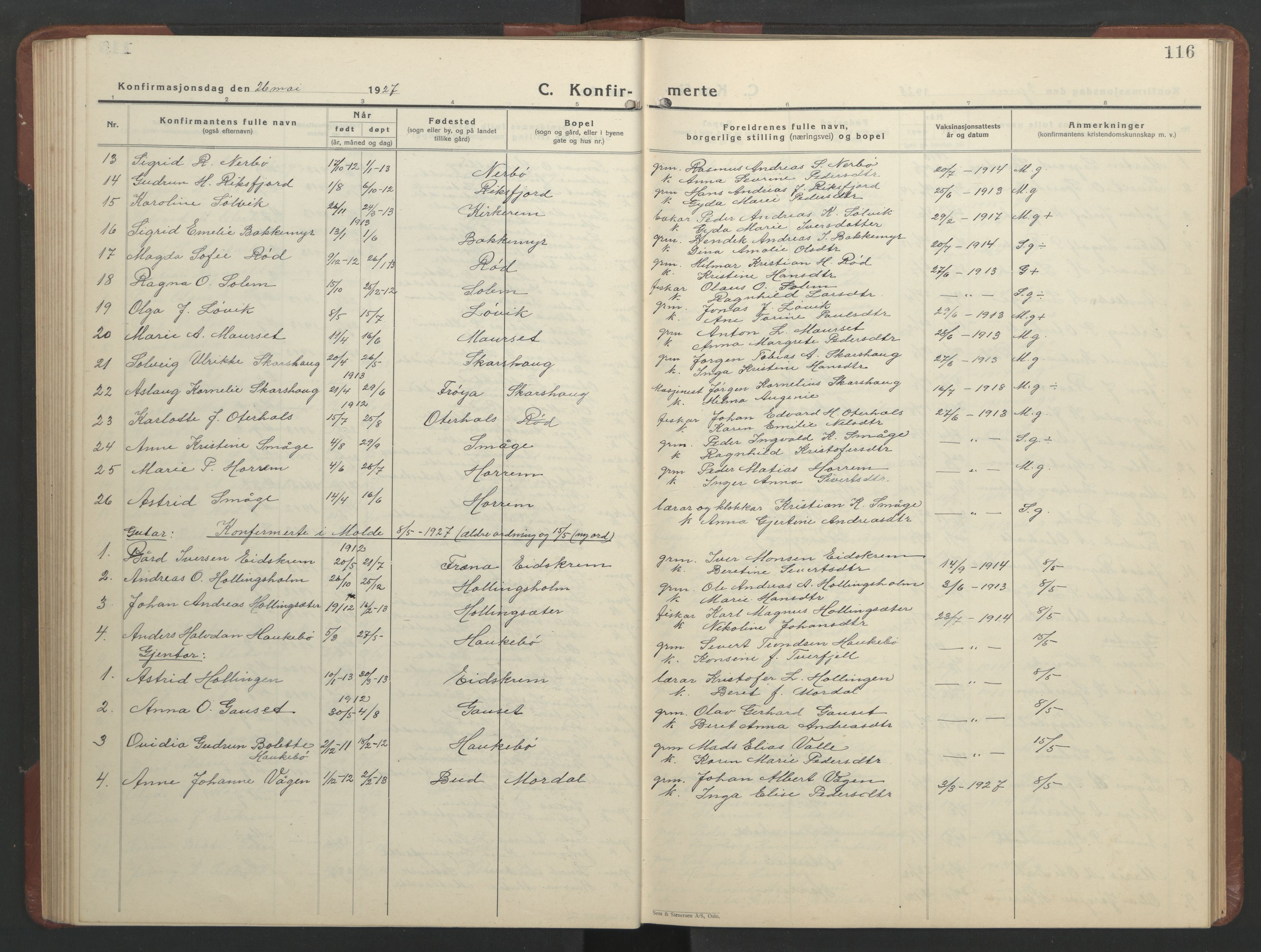 Ministerialprotokoller, klokkerbøker og fødselsregistre - Møre og Romsdal, SAT/A-1454/560/L0726: Klokkerbok nr. 560C03, 1928-1952, s. 116