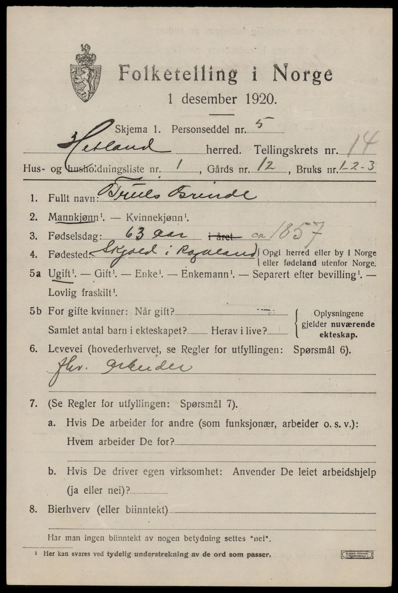 SAST, Folketelling 1920 for 1126 Hetland herred, 1920, s. 22221