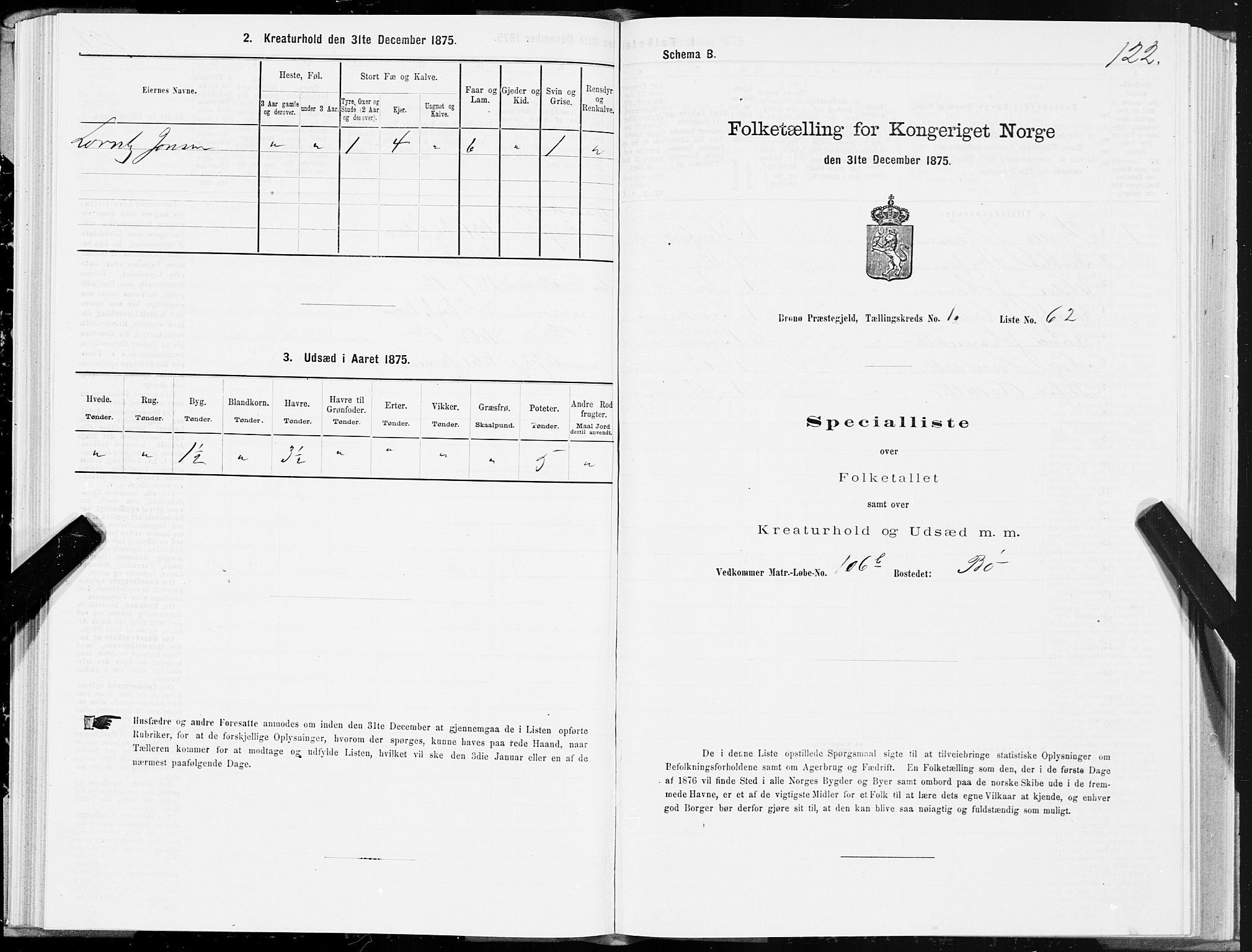 SAT, Folketelling 1875 for 1814P Brønnøy prestegjeld, 1875, s. 1122