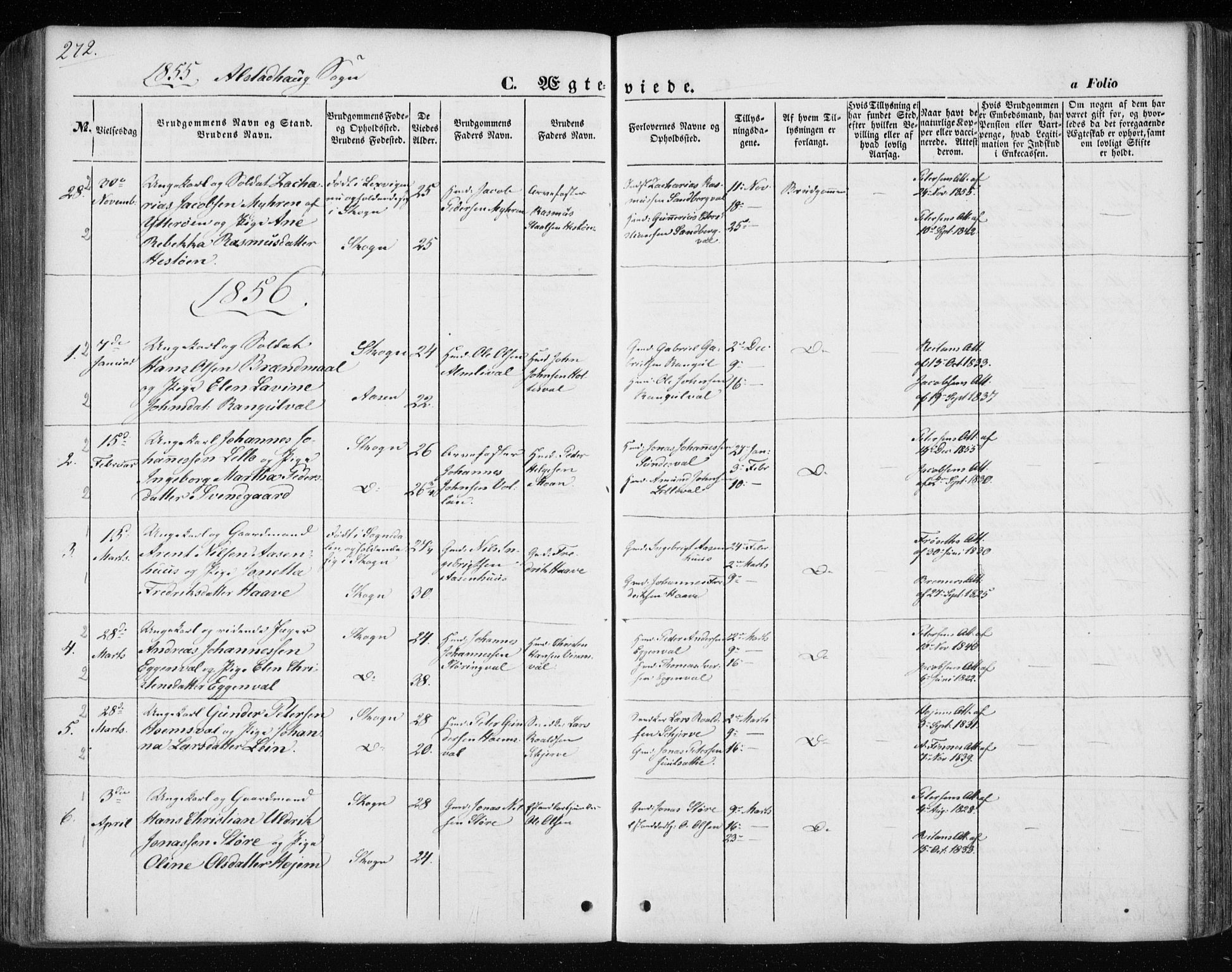 Ministerialprotokoller, klokkerbøker og fødselsregistre - Nord-Trøndelag, SAT/A-1458/717/L0154: Ministerialbok nr. 717A07 /1, 1850-1862, s. 272