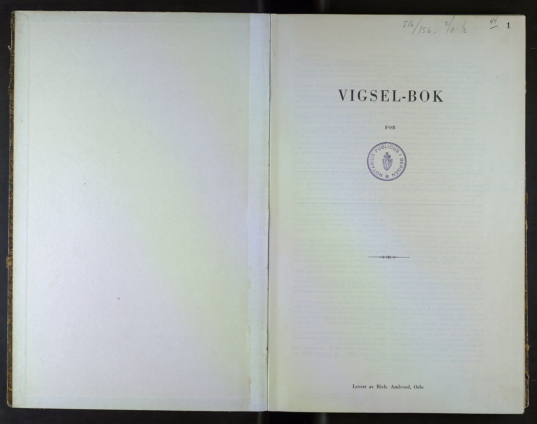 Byfogd og Byskriver i Bergen, SAB/A-3401/10/10F/L0023: Vielsesprotokoller, 1942, s. 1