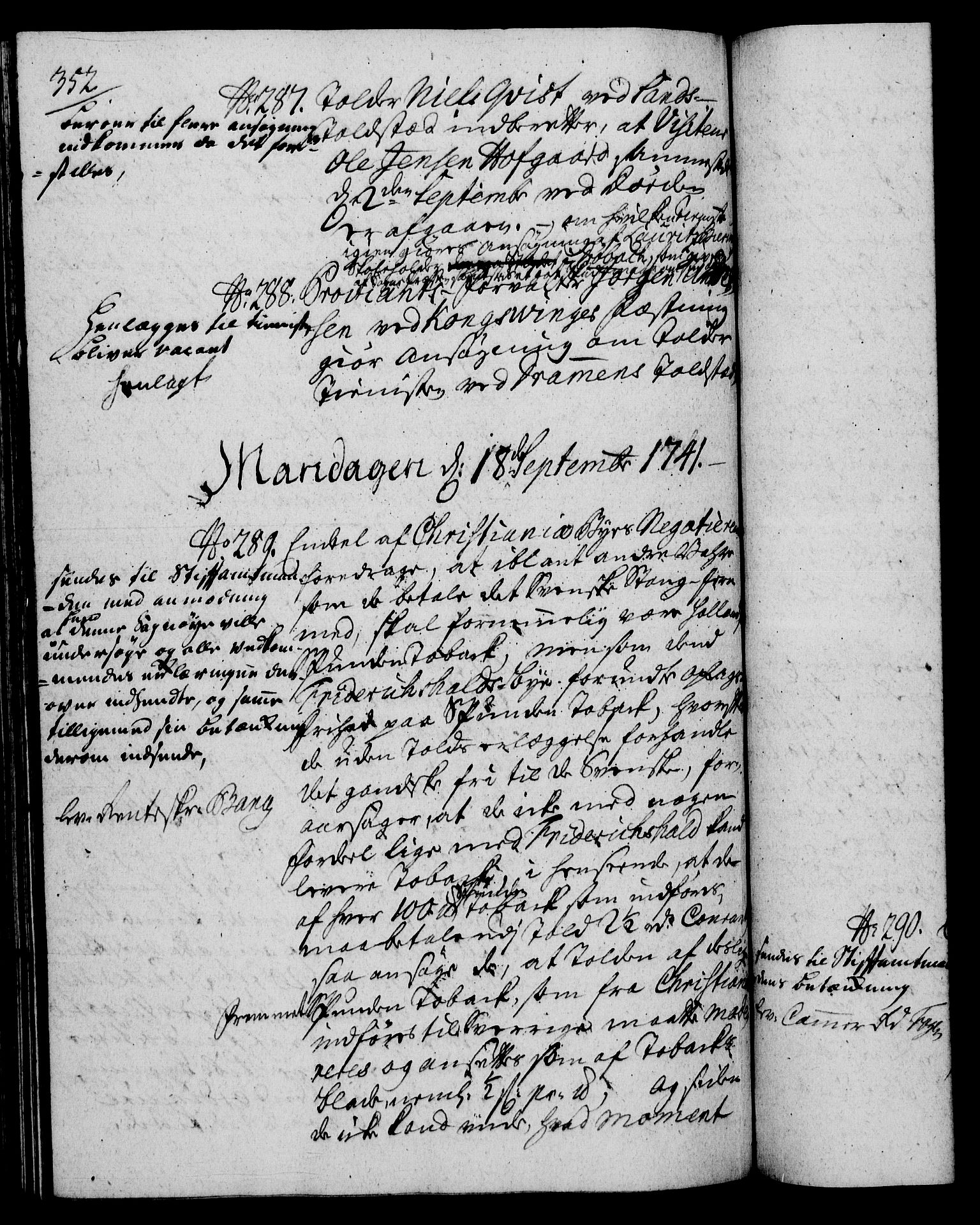 Rentekammeret, Kammerkanselliet, RA/EA-3111/G/Gh/Gha/L0023: Norsk ekstraktmemorialprotokoll (merket RK 53.68), 1741-1742, s. 352