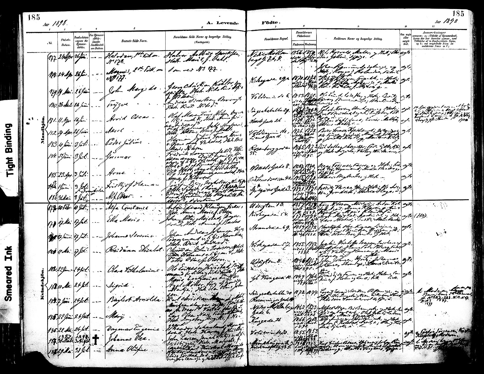 Ministerialprotokoller, klokkerbøker og fødselsregistre - Sør-Trøndelag, SAT/A-1456/604/L0197: Ministerialbok nr. 604A18, 1893-1900, s. 185