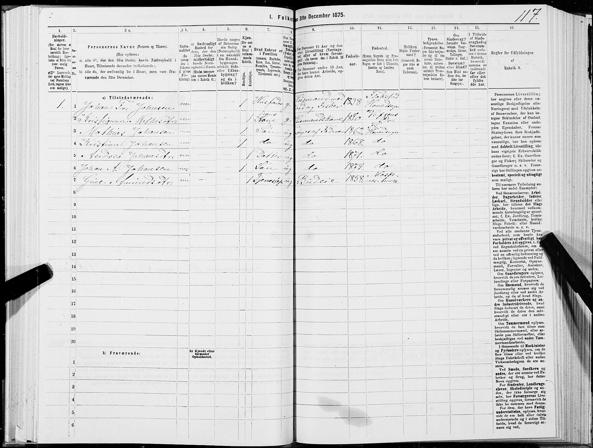 SAT, Folketelling 1875 for 1859P Flakstad prestegjeld, 1875, s. 1117