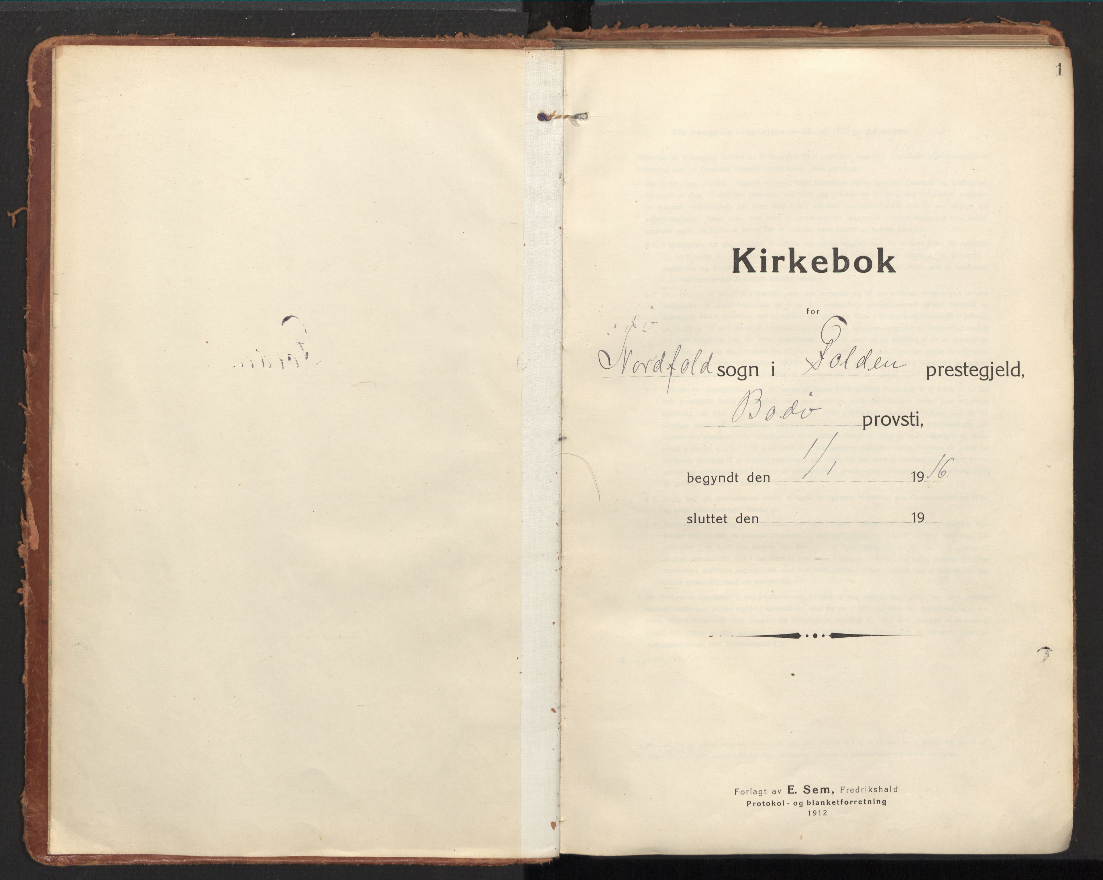 Ministerialprotokoller, klokkerbøker og fødselsregistre - Nordland, AV/SAT-A-1459/858/L0833: Ministerialbok nr. 858A03, 1916-1934, s. 1