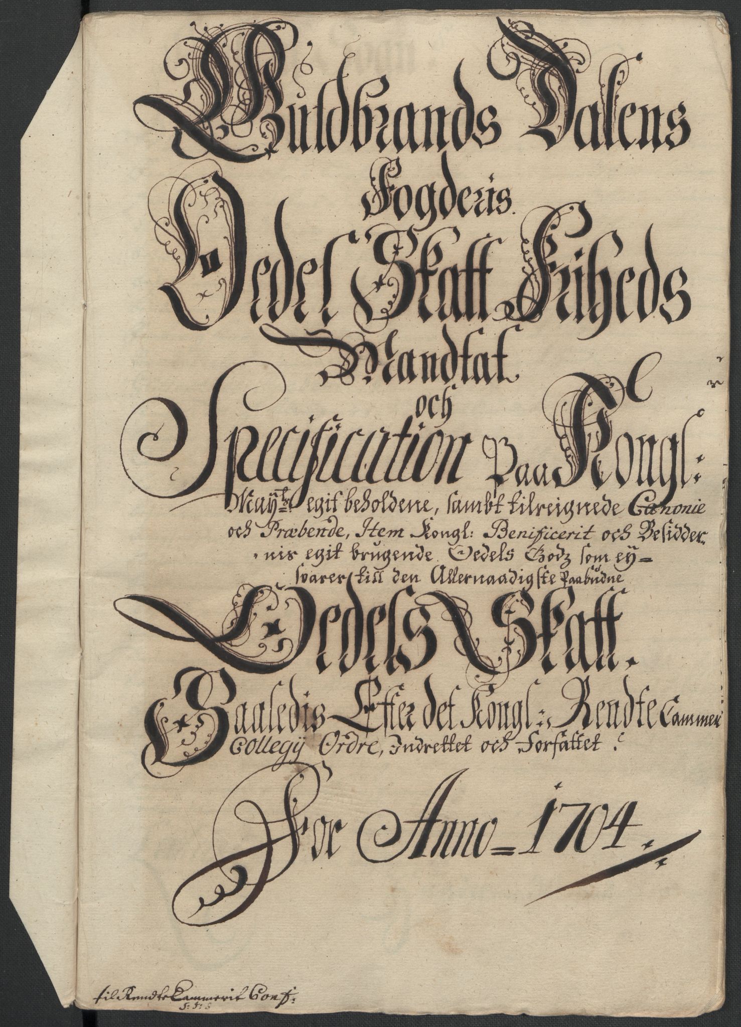 Rentekammeret inntil 1814, Reviderte regnskaper, Fogderegnskap, RA/EA-4092/R17/L1177: Fogderegnskap Gudbrandsdal, 1704, s. 152