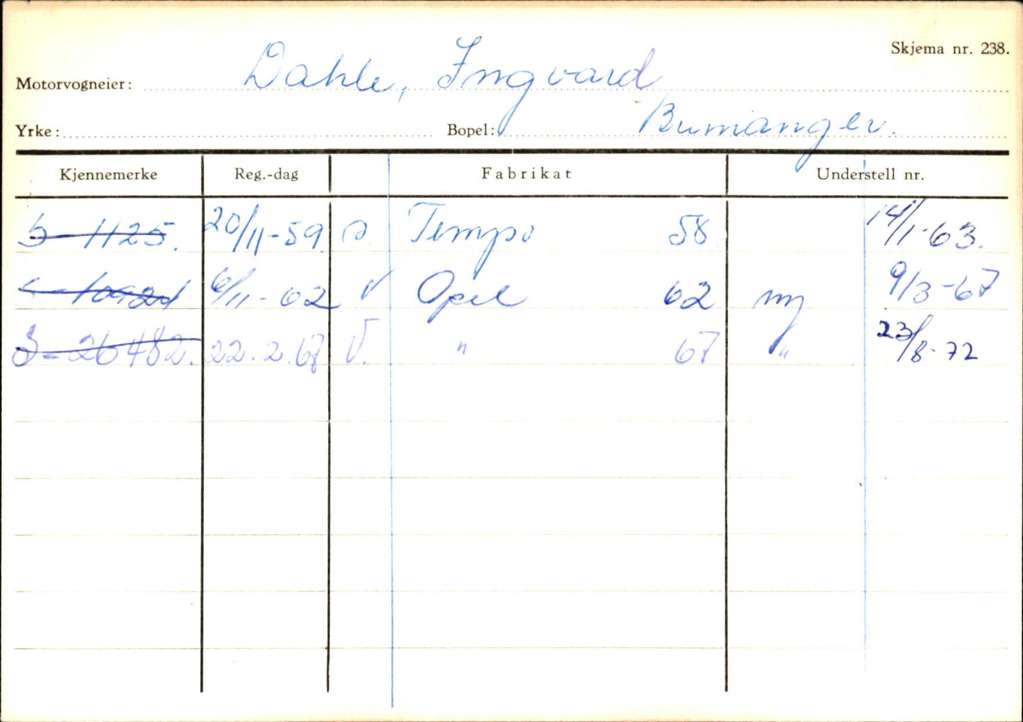 Statens vegvesen, Sogn og Fjordane vegkontor, SAB/A-5301/4/F/L0133: Eigarregister Bremanger A-Å. Gaular A-H, 1945-1975, s. 163