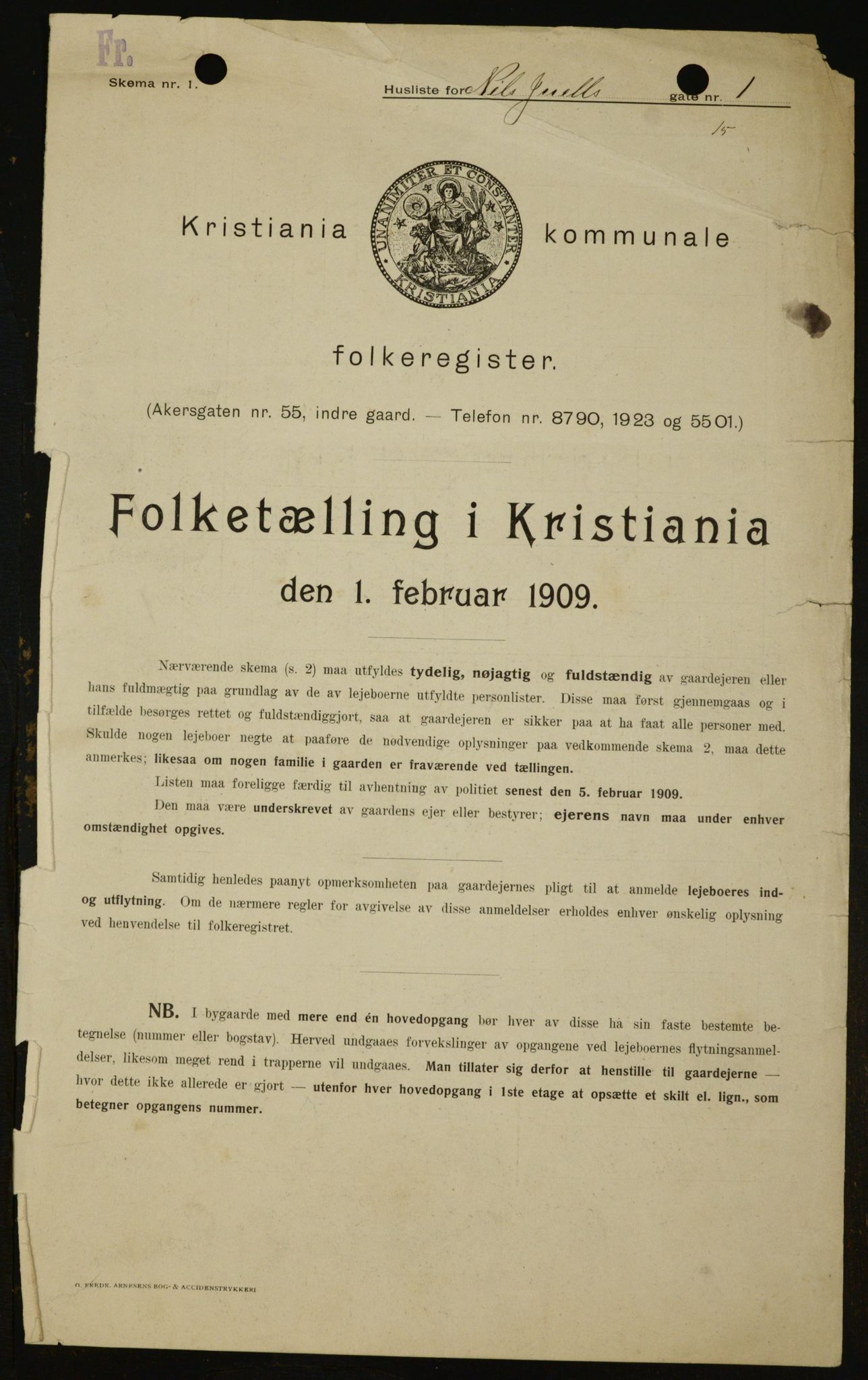 OBA, Kommunal folketelling 1.2.1909 for Kristiania kjøpstad, 1909, s. 63428