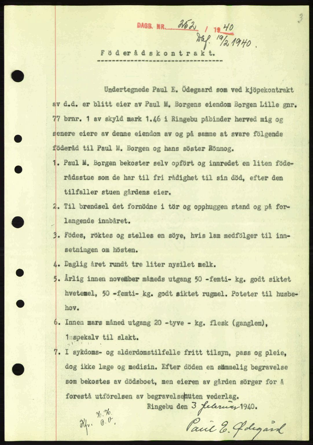 Sør-Gudbrandsdal tingrett, SAH/TING-004/H/Hb/Hbe/L0002: Pantebok nr. B2, 1939-1943, Dagboknr: 252/1940