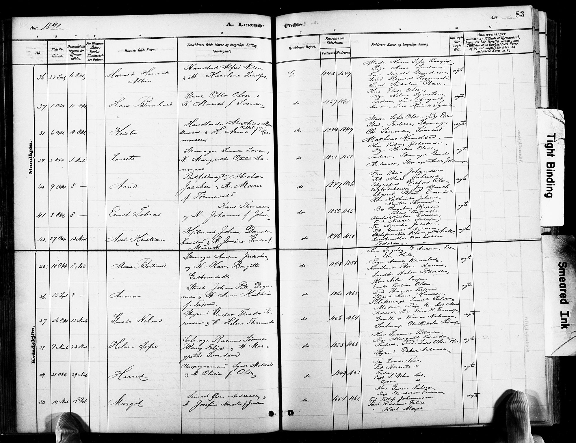 Grimstad sokneprestkontor, AV/SAK-1111-0017/F/Fb/L0001: Klokkerbok nr. B 1, 1881-1922, s. 83