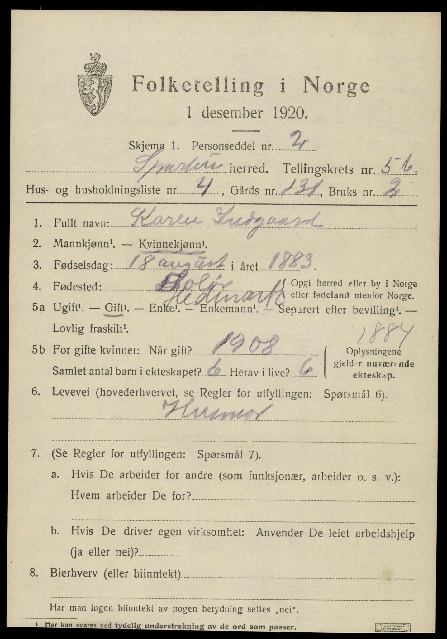 SAT, Folketelling 1920 for 1731 Sparbu herred, 1920, s. 6861