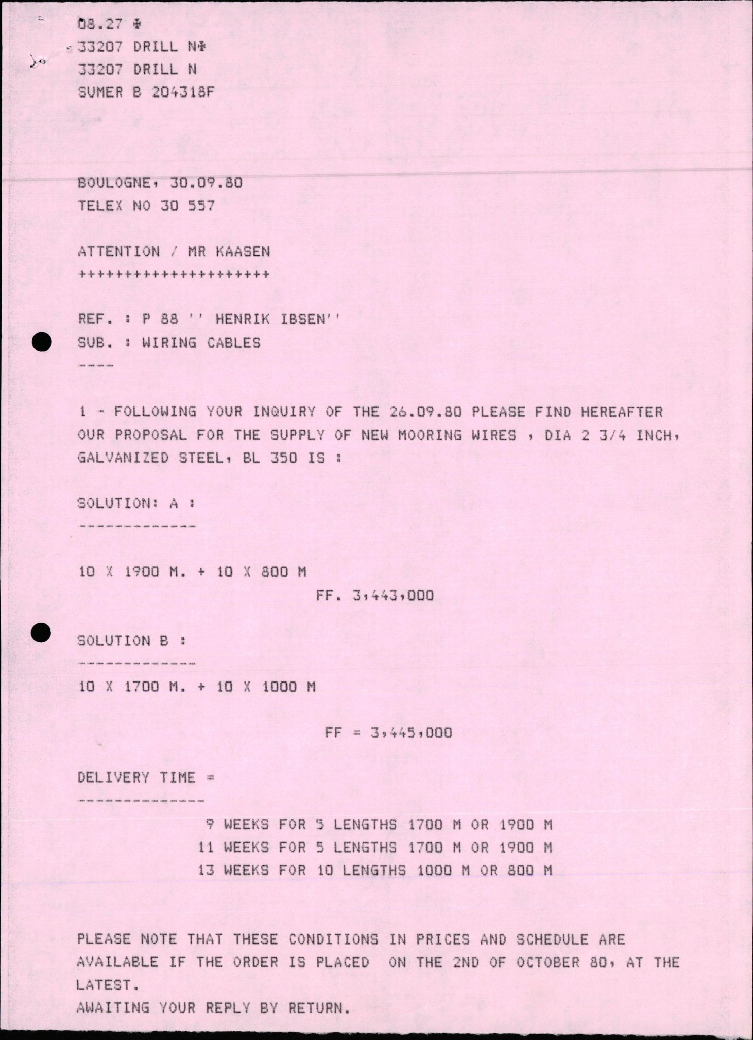 Pa 1503 - Stavanger Drilling AS, AV/SAST-A-101906/2/E/Ec/Eca/L0011: Sak og korrespondanse, 1980-1981