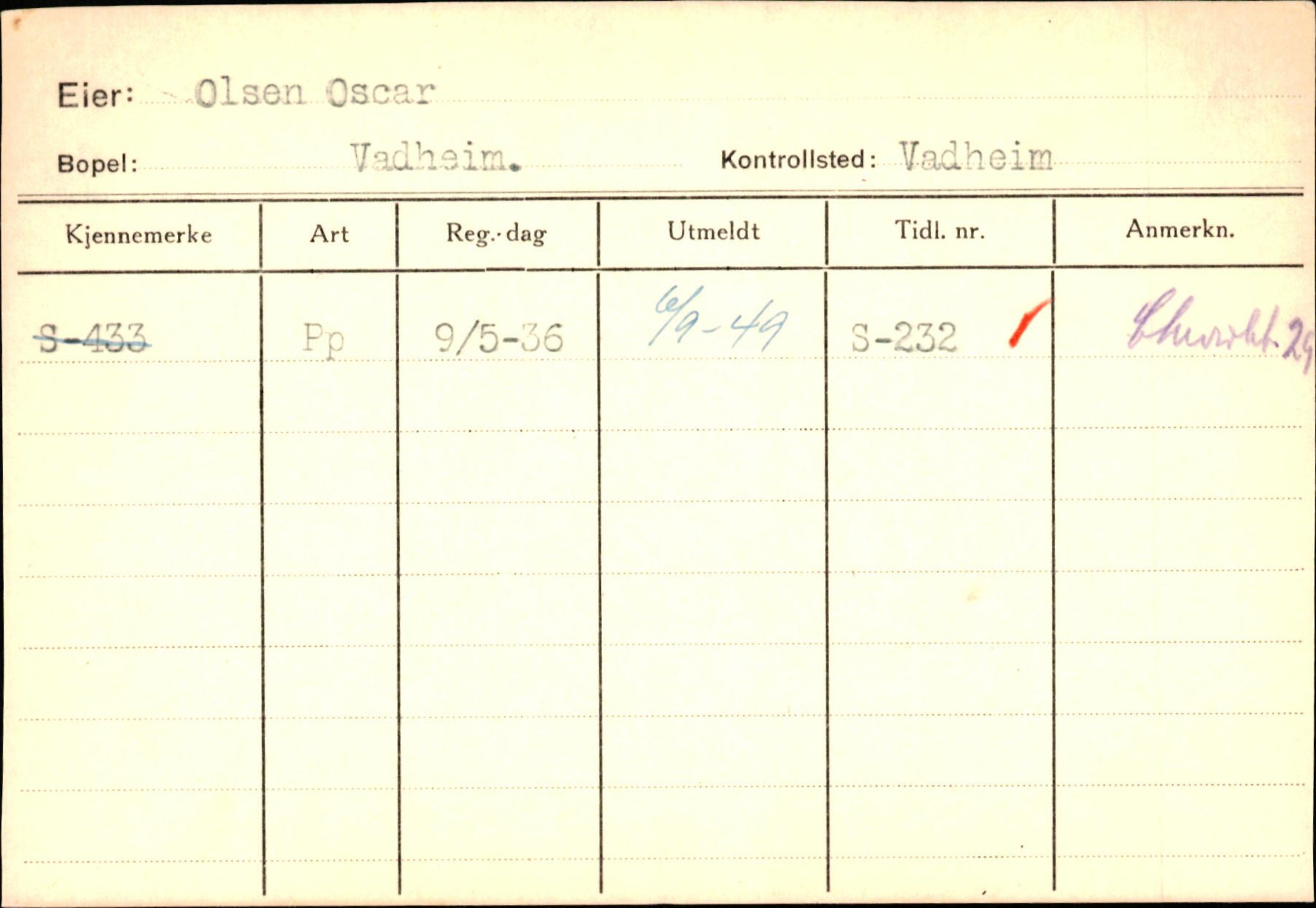 Statens vegvesen, Sogn og Fjordane vegkontor, AV/SAB-A-5301/4/F/L0130: Eigarregister Eid T-Å. Høyanger A-O, 1945-1975, s. 2461