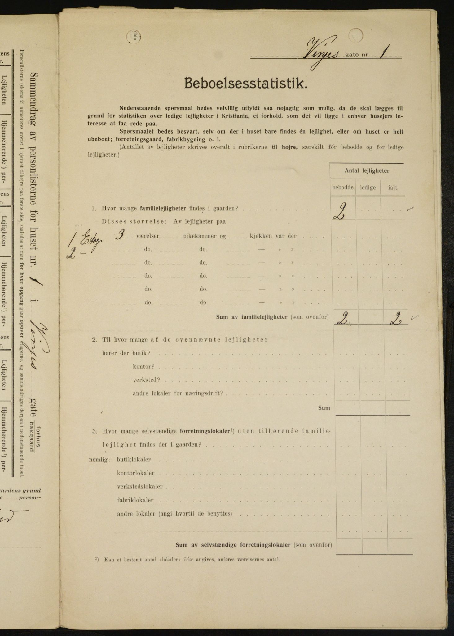 OBA, Kommunal folketelling 1.2.1909 for Kristiania kjøpstad, 1909, s. 3103