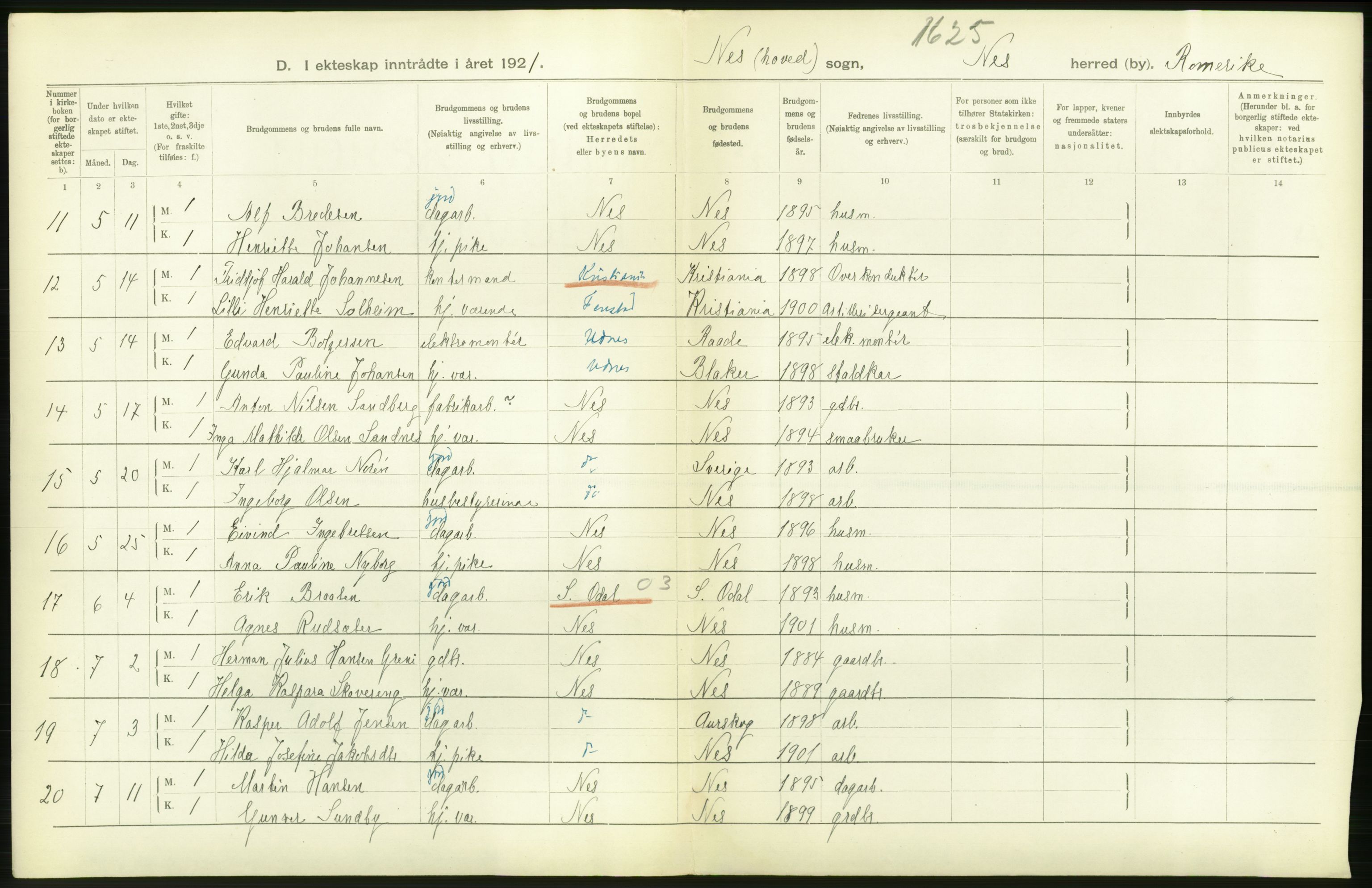 Statistisk sentralbyrå, Sosiodemografiske emner, Befolkning, AV/RA-S-2228/D/Df/Dfc/Dfca/L0006: Akershus fylke: Gifte. dødfødte. Bygder og byer., 1921, s. 48