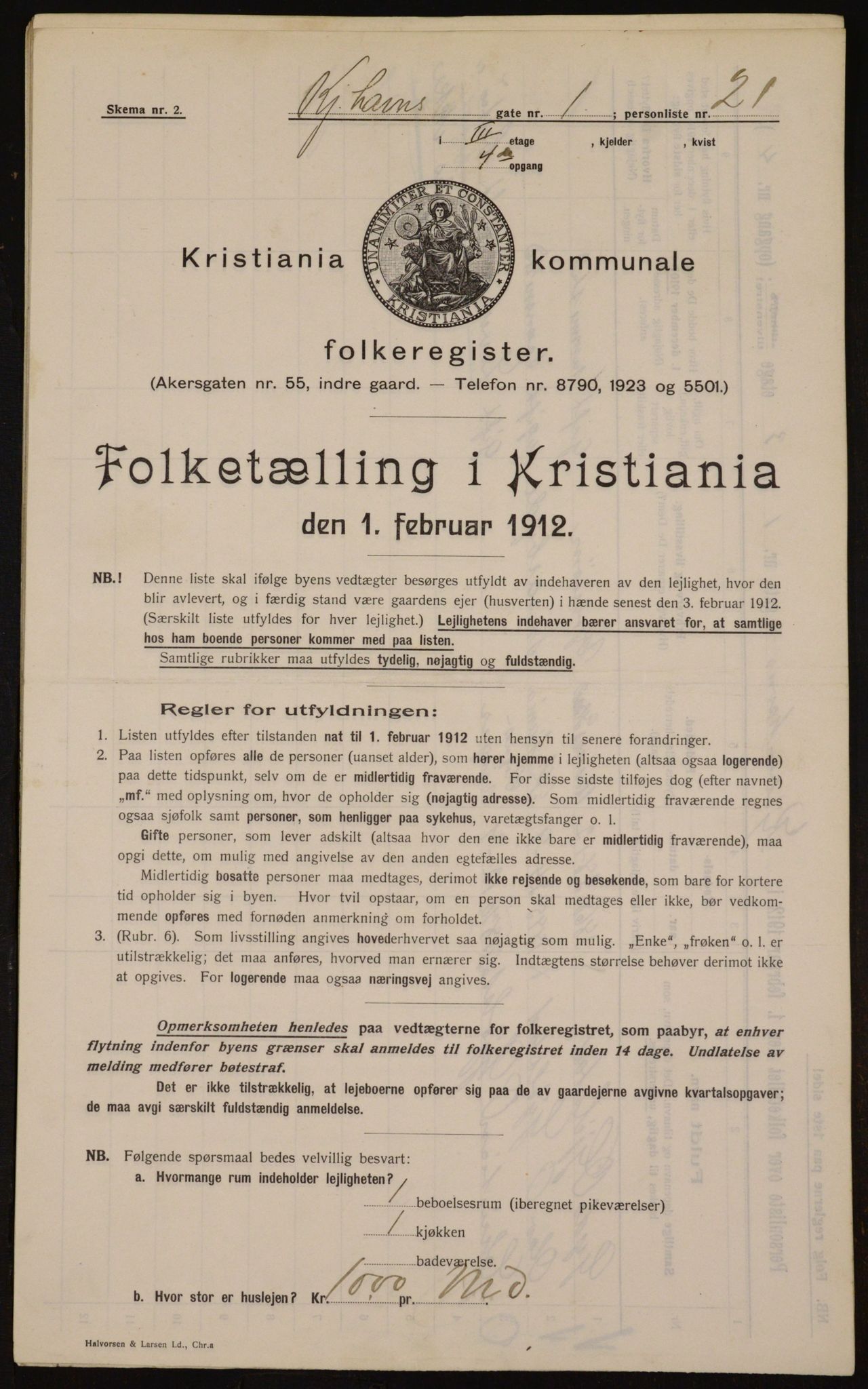 OBA, Kommunal folketelling 1.2.1912 for Kristiania, 1912, s. 55260
