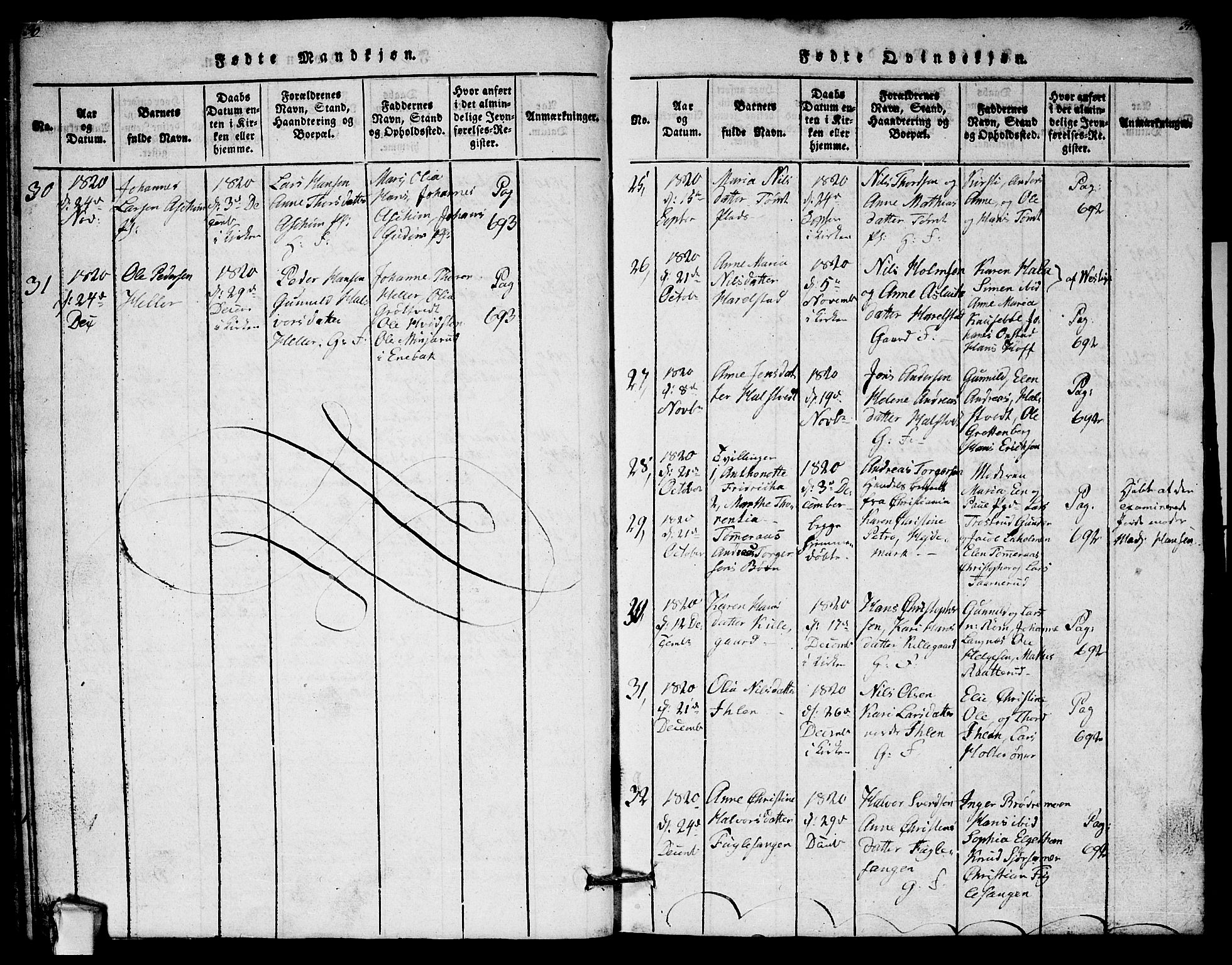 Askim prestekontor Kirkebøker, AV/SAO-A-10900/G/Ga/L0001: Klokkerbok nr. 1, 1817-1846, s. 30-31