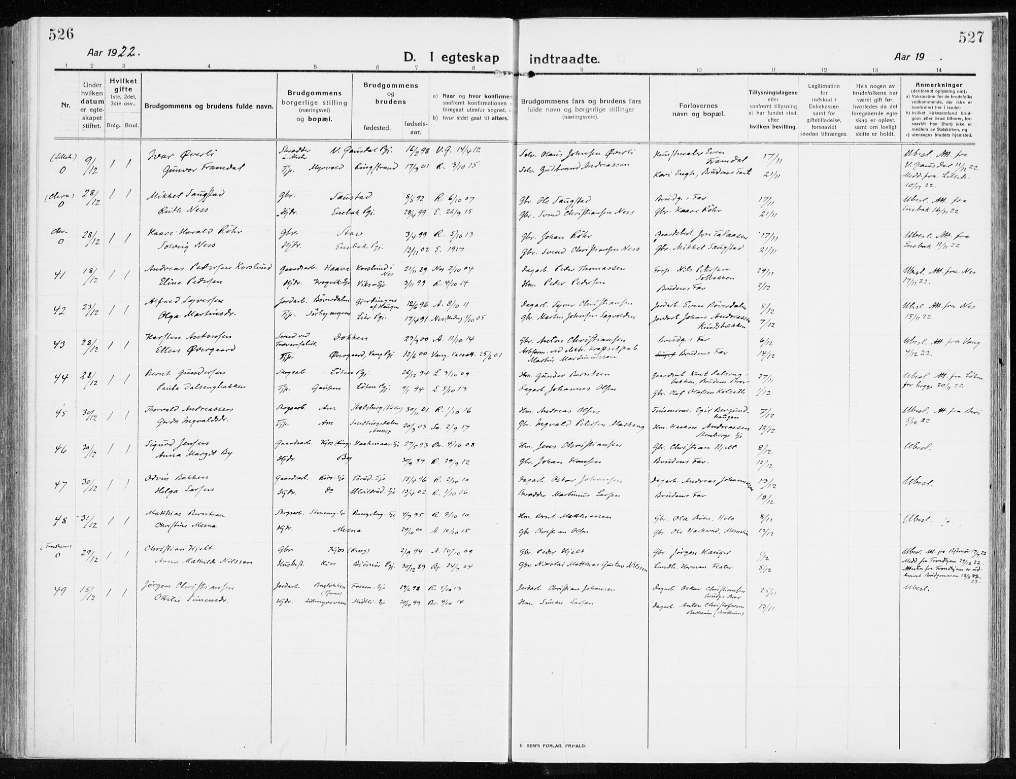 Ringsaker prestekontor, AV/SAH-PREST-014/K/Ka/L0020: Ministerialbok nr. 20, 1913-1922, s. 526-527