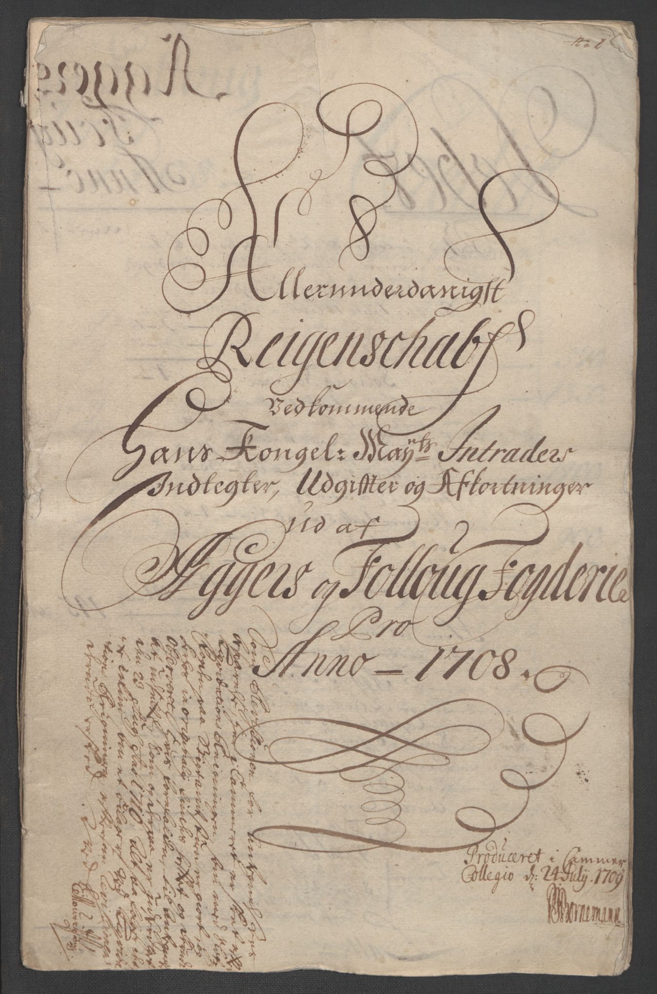 Rentekammeret inntil 1814, Reviderte regnskaper, Fogderegnskap, RA/EA-4092/R10/L0447: Fogderegnskap Aker og Follo, 1707-1709, s. 209