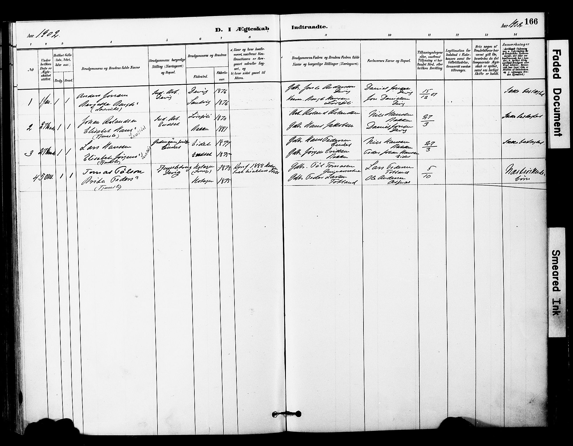Ministerialprotokoller, klokkerbøker og fødselsregistre - Nord-Trøndelag, SAT/A-1458/757/L0505: Ministerialbok nr. 757A01, 1882-1904, s. 166