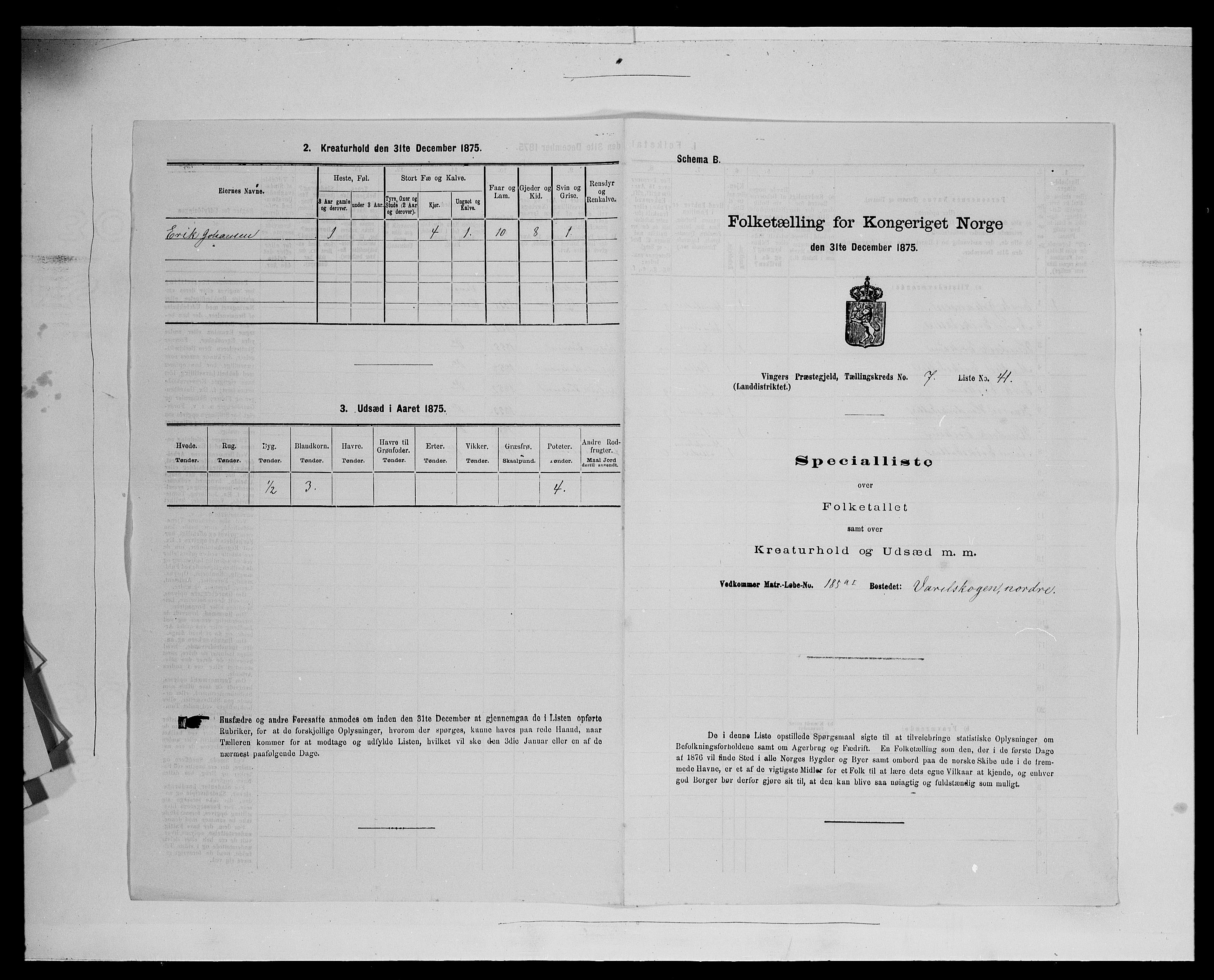 SAH, Folketelling 1875 for 0421L Vinger prestegjeld, Vinger sokn og Austmarka sokn, 1875, s. 1235