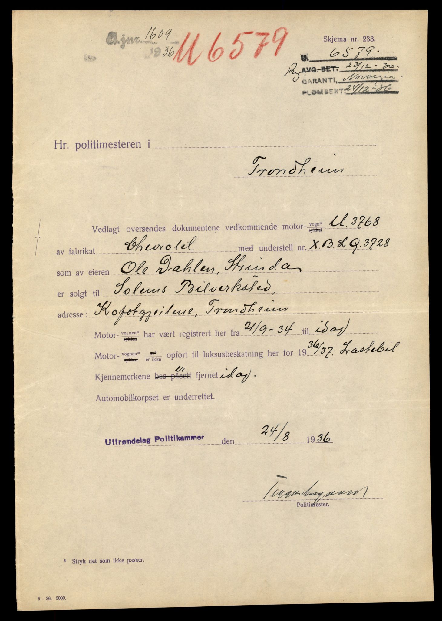 Møre og Romsdal vegkontor - Ålesund trafikkstasjon, AV/SAT-A-4099/F/Fe/L0035: Registreringskort for kjøretøy T 12653 - T 12829, 1927-1998, s. 1082