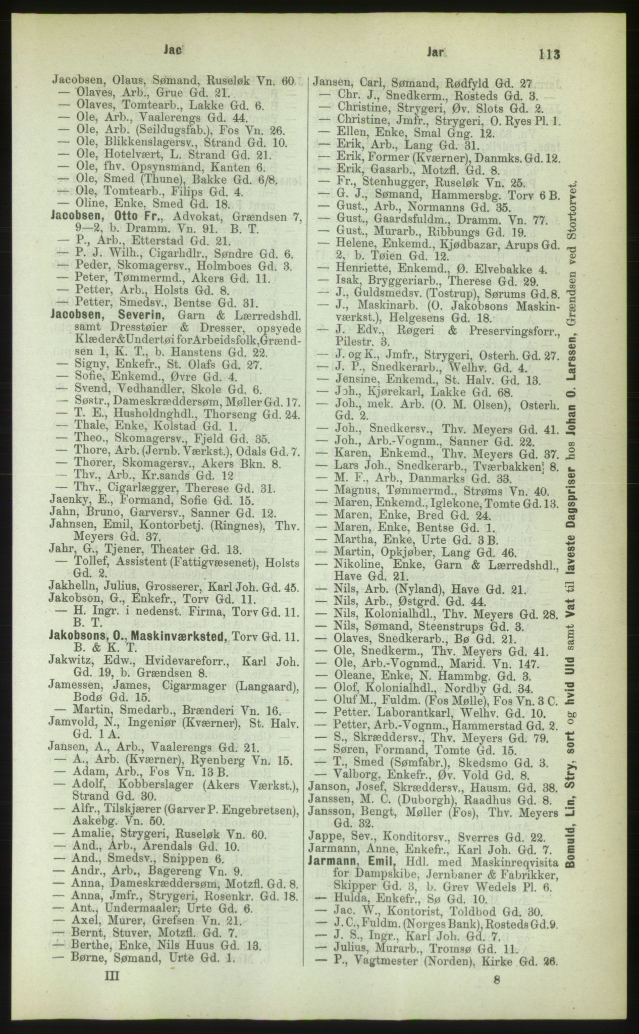 Kristiania/Oslo adressebok, PUBL/-, 1883, s. 113