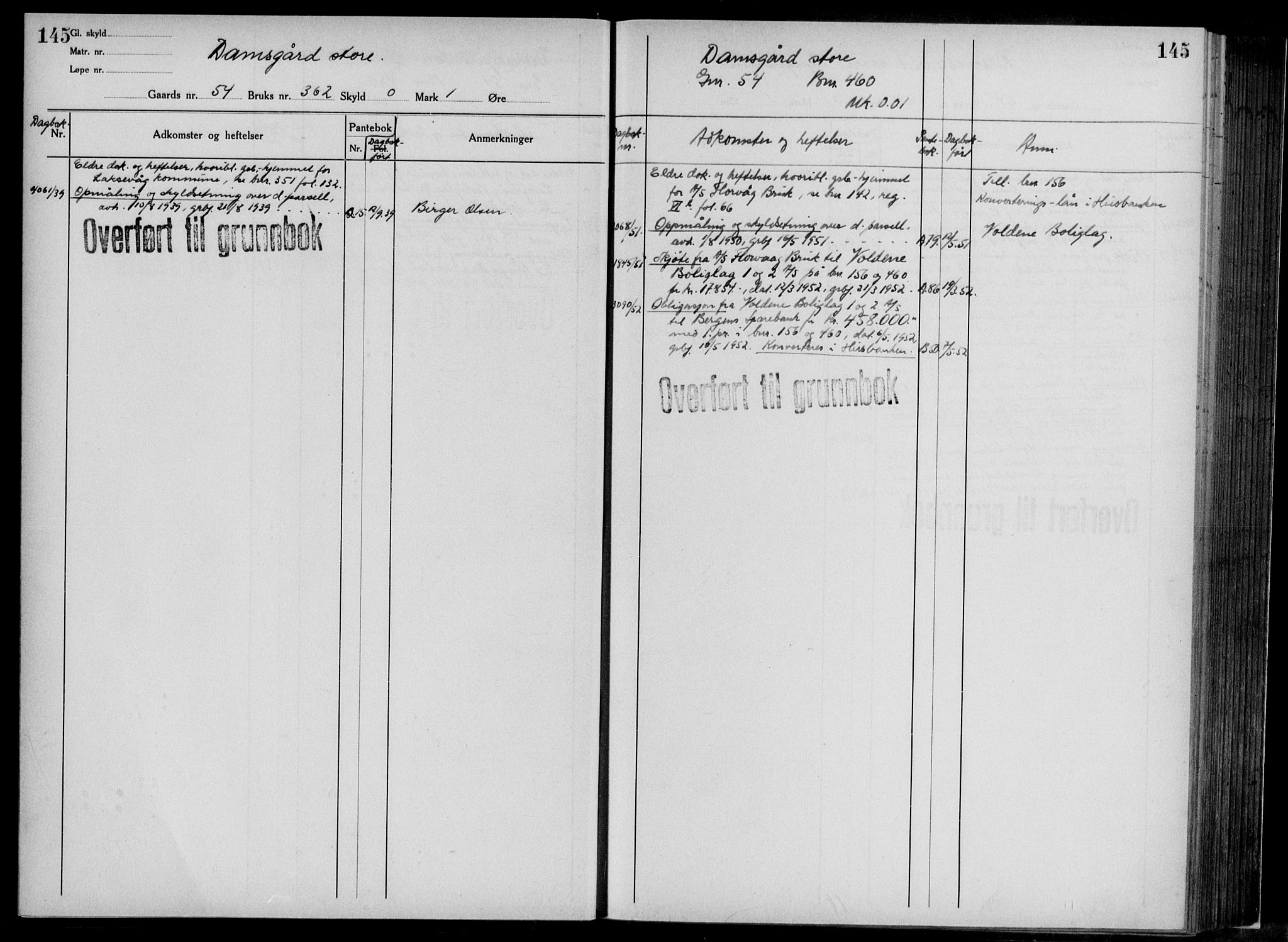 Midhordland sorenskriveri, AV/SAB-A-3001/1/G/Ga/Gab/L0117: Panteregister nr. II.A.b.117, s. 145