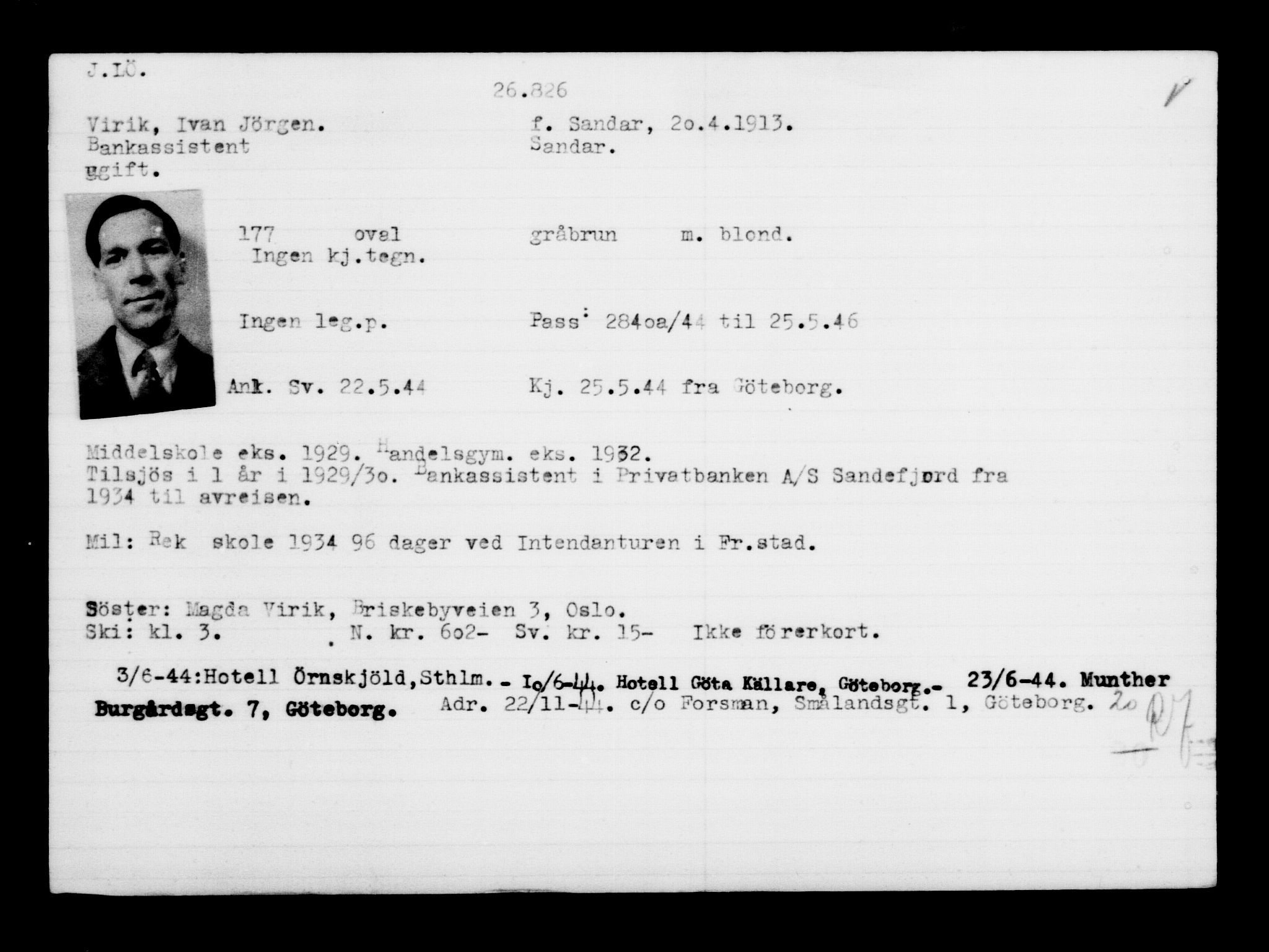 Den Kgl. Norske Legasjons Flyktningskontor, AV/RA-S-6753/V/Va/L0011: Kjesäterkartoteket.  Flyktningenr. 25300-28349, 1940-1945, s. 1602
