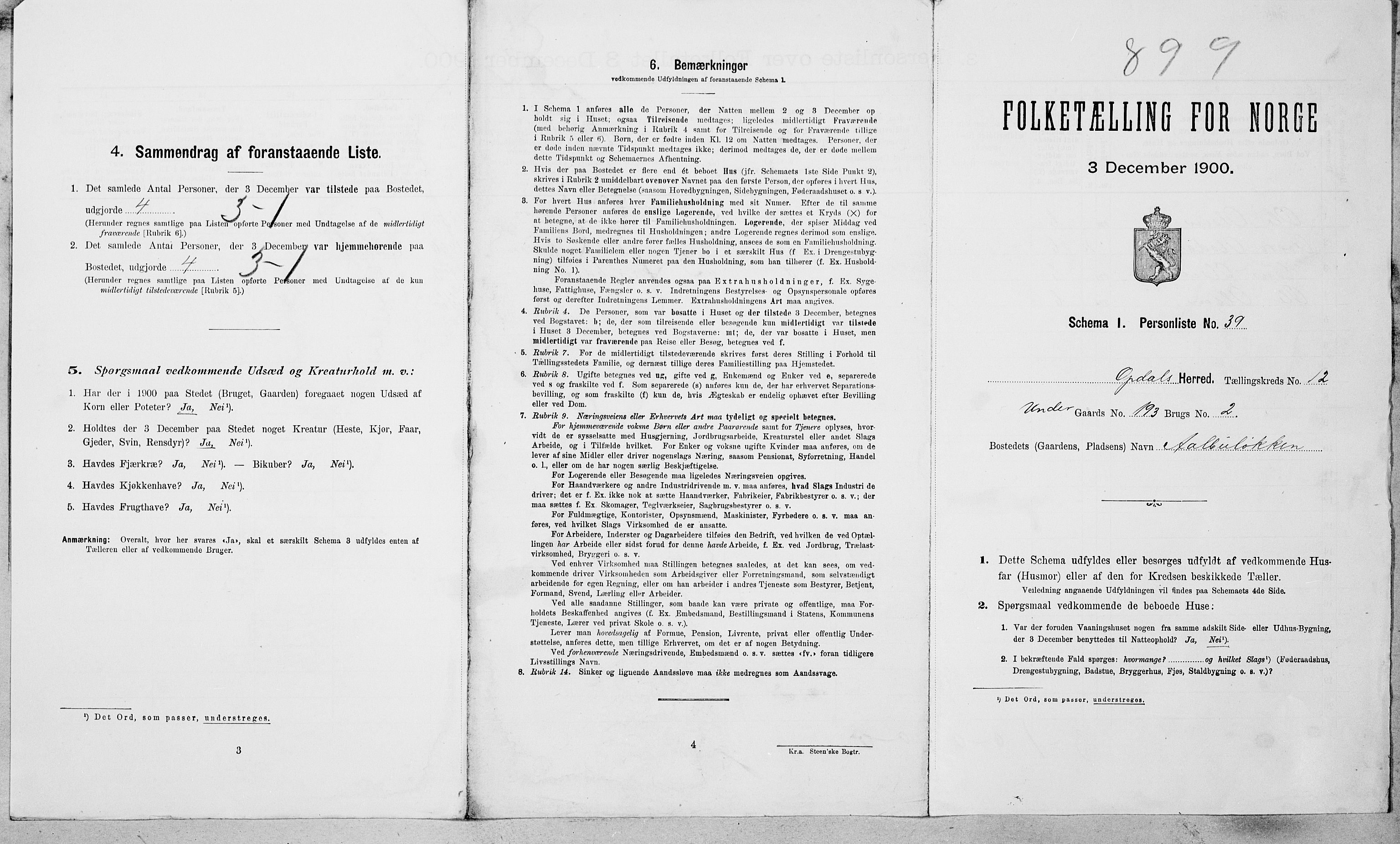 SAT, Folketelling 1900 for 1634 Oppdal herred, 1900, s. 1026