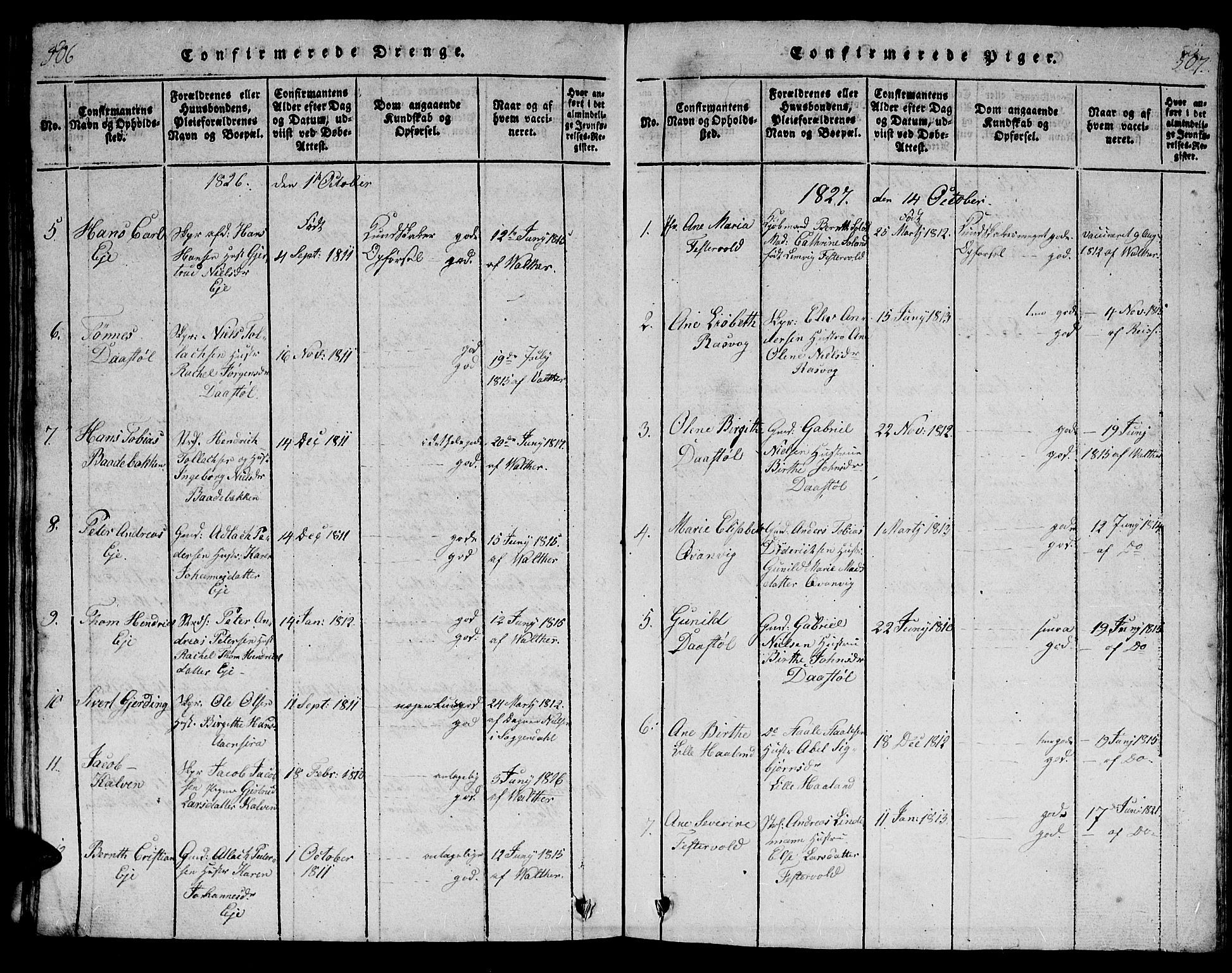 Flekkefjord sokneprestkontor, AV/SAK-1111-0012/F/Fb/Fbb/L0001: Klokkerbok nr. B 1, 1815-1830, s. 506-507