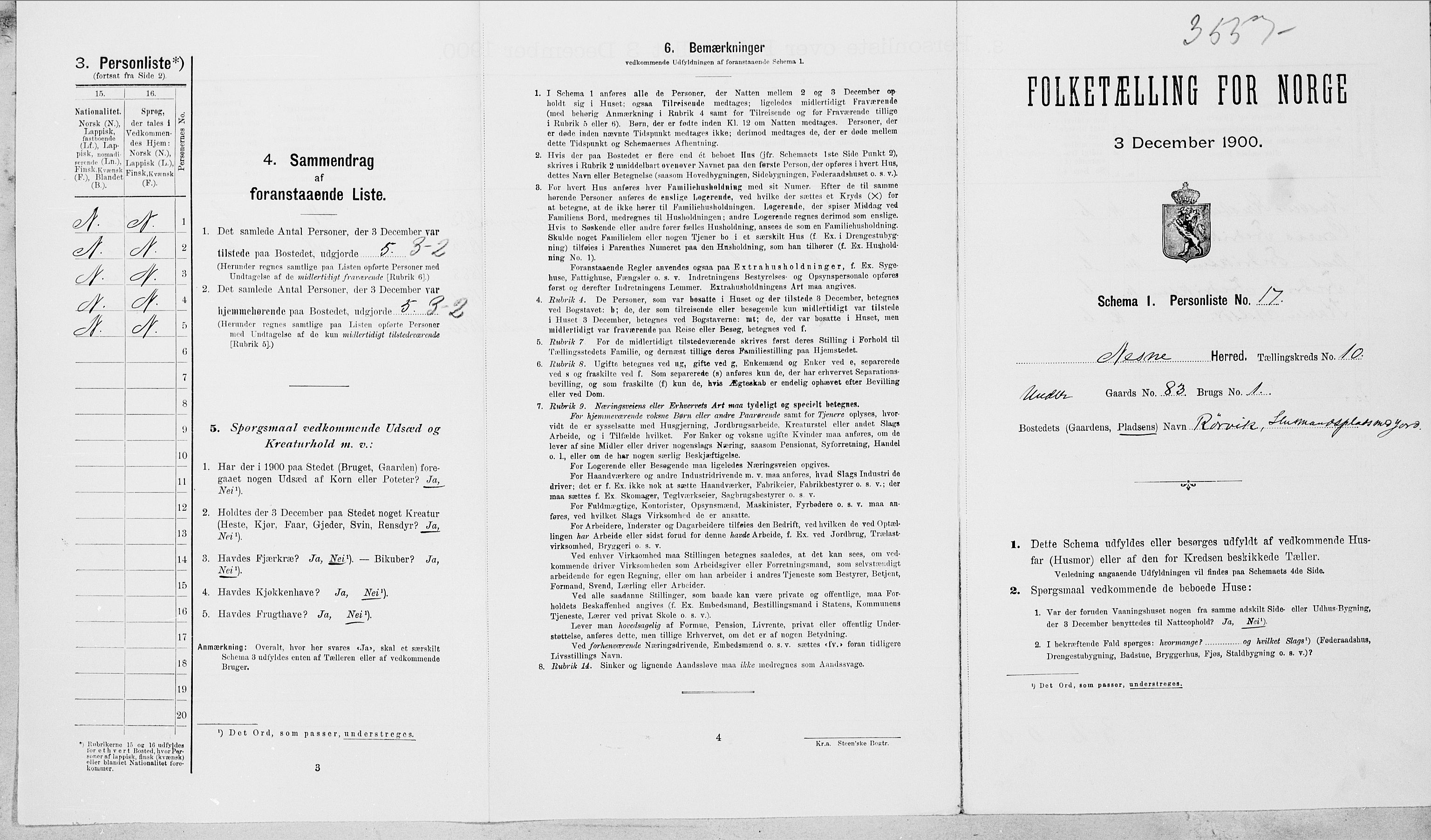 SAT, Folketelling 1900 for 1828 Nesna herred, 1900, s. 991