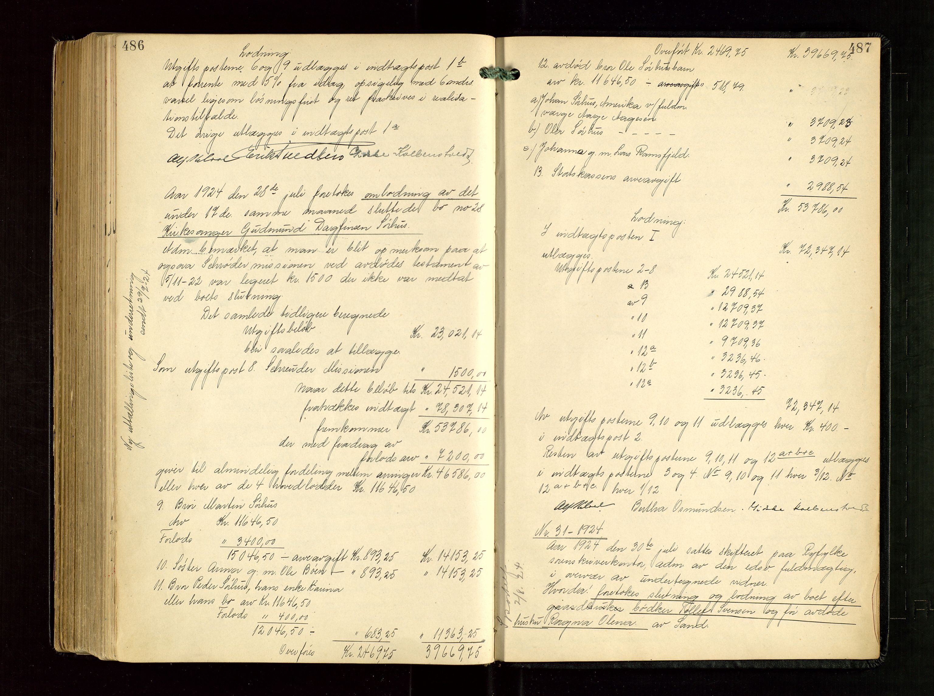 Ryfylke tingrett, SAST/A-100055/001/IV/IVG/L0005: Skifteudlodningsprotokoll Med register, 1918-1924, s. 486-487