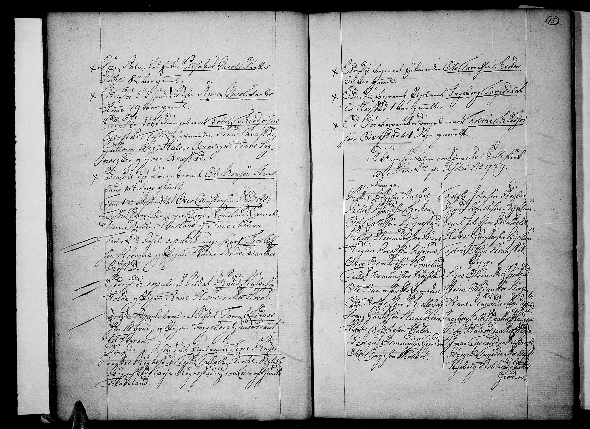 Valle sokneprestkontor, AV/SAK-1111-0044/F/Fa/Fac/L0003: Ministerialbok nr. A 3, 1776-1790, s. 15